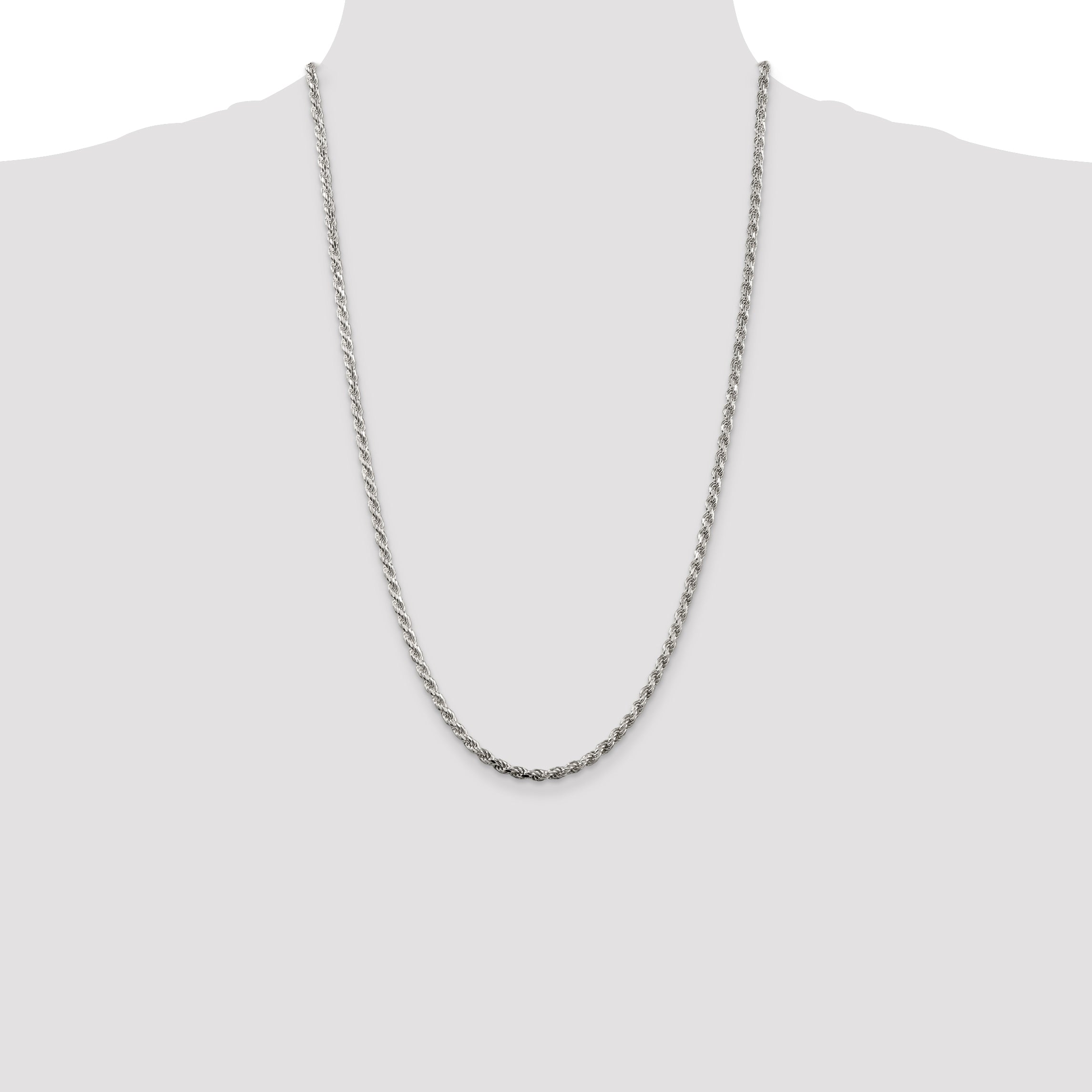 Sterling Silver 3mm Diamond-cut Rope Chain