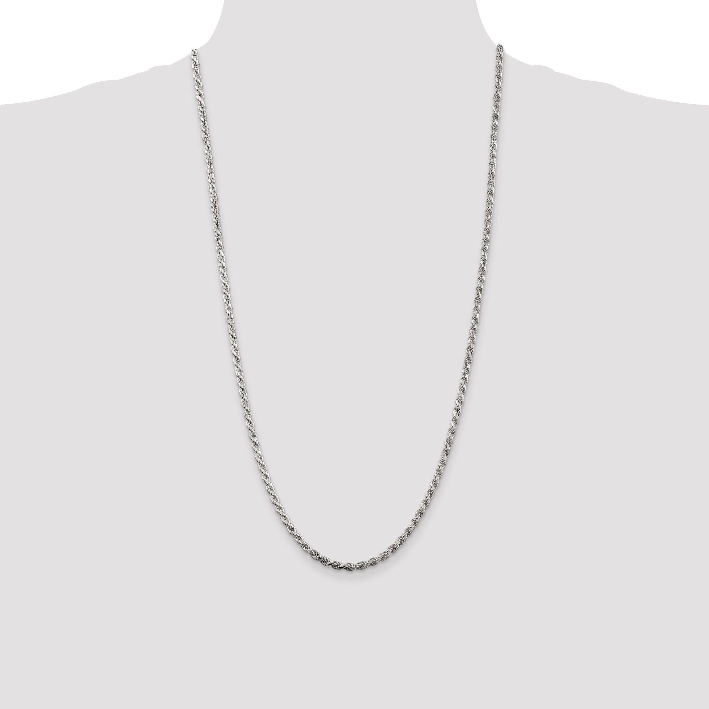 Sterling Silver 3mm Diamond-cut Rope Chain