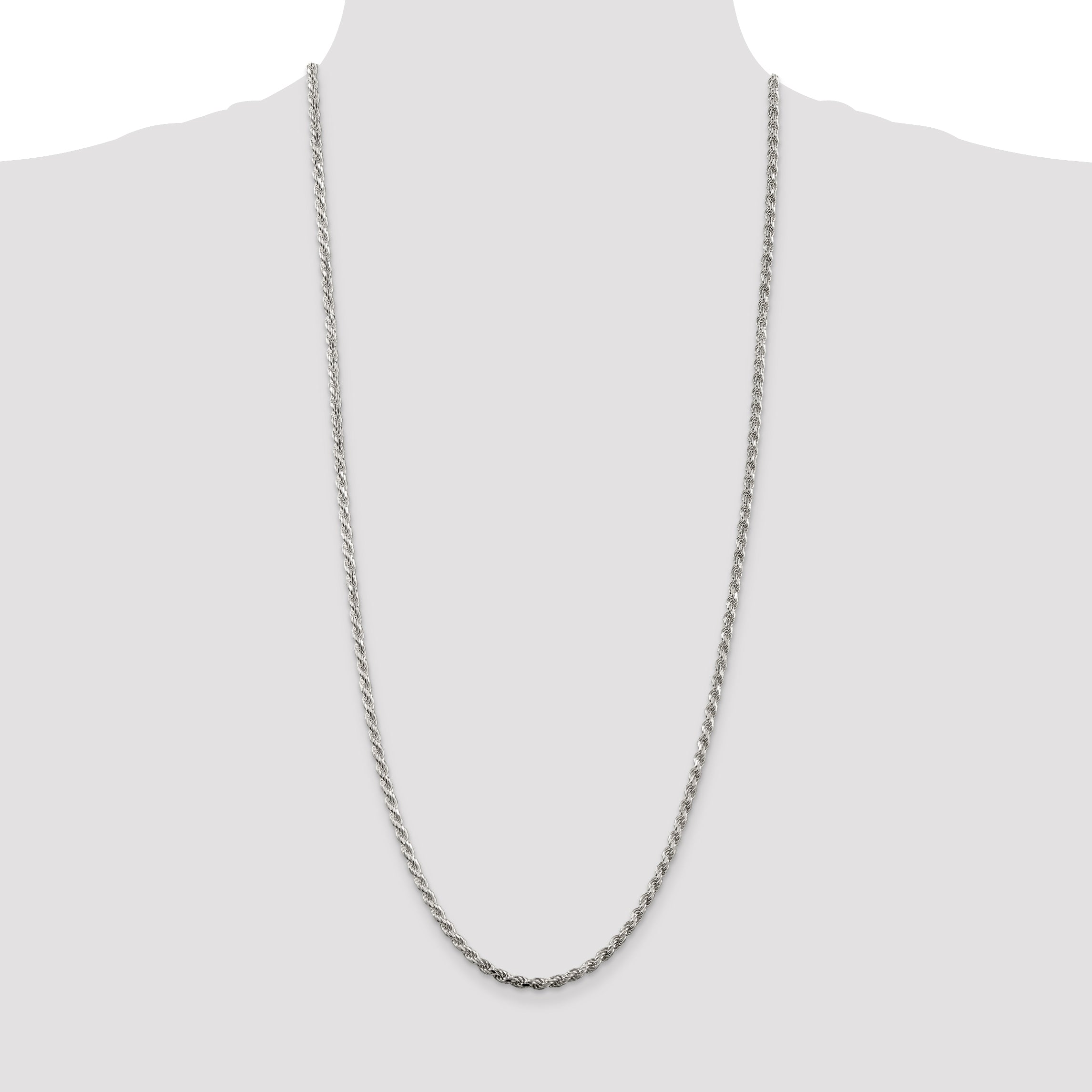 Sterling Silver 3mm Diamond-cut Rope Chain