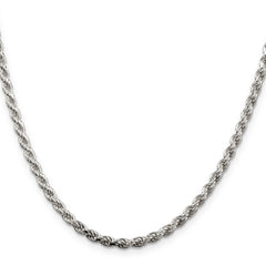 Sterling Silver Rhodium-plated 3mm Diamond-cut Rope Chain