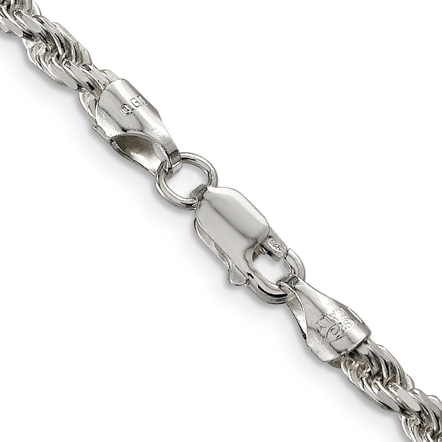 Sterling Silver 3.5mm Diamond-cut Rope Chain