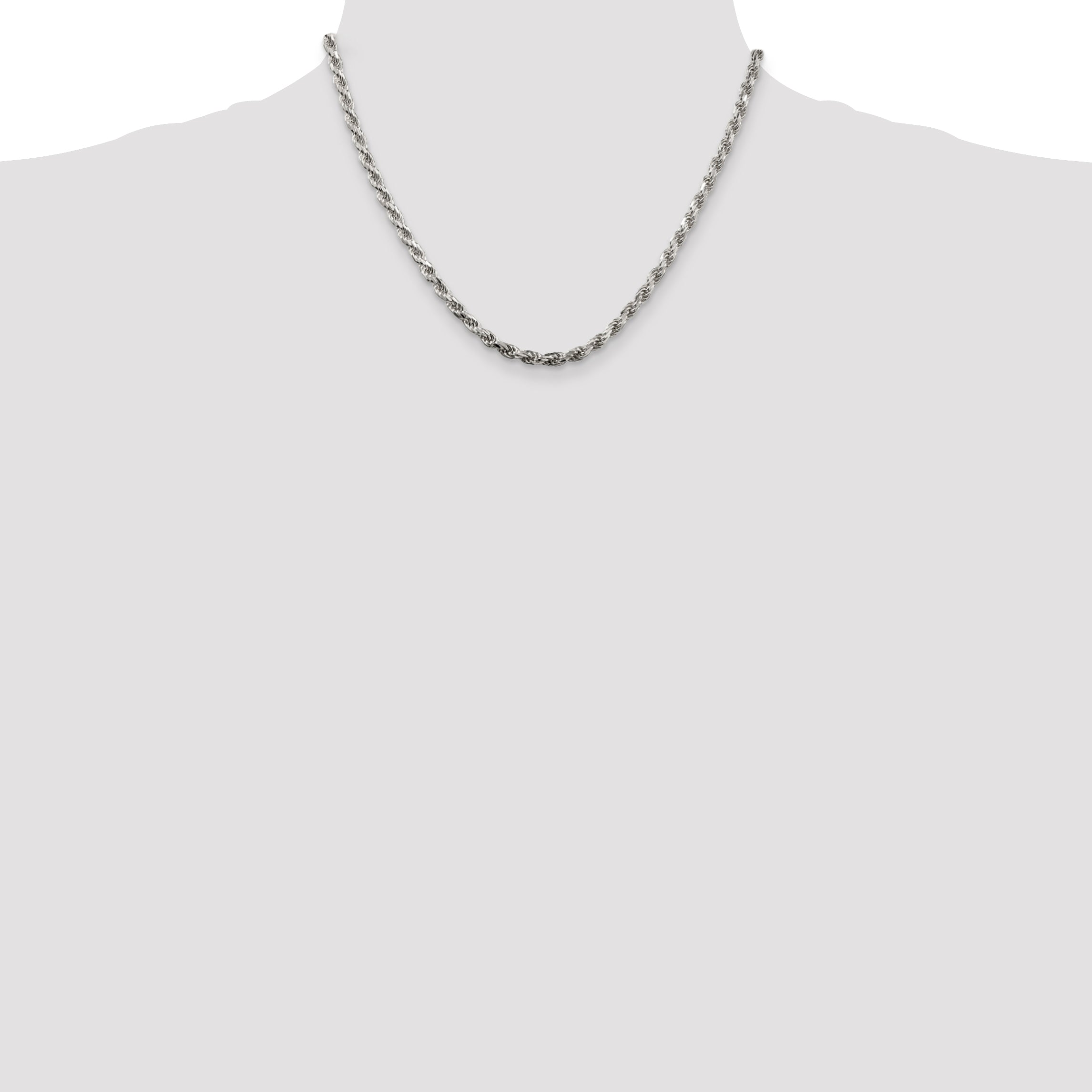 Sterling Silver 3.5mm Diamond-cut Rope Chain