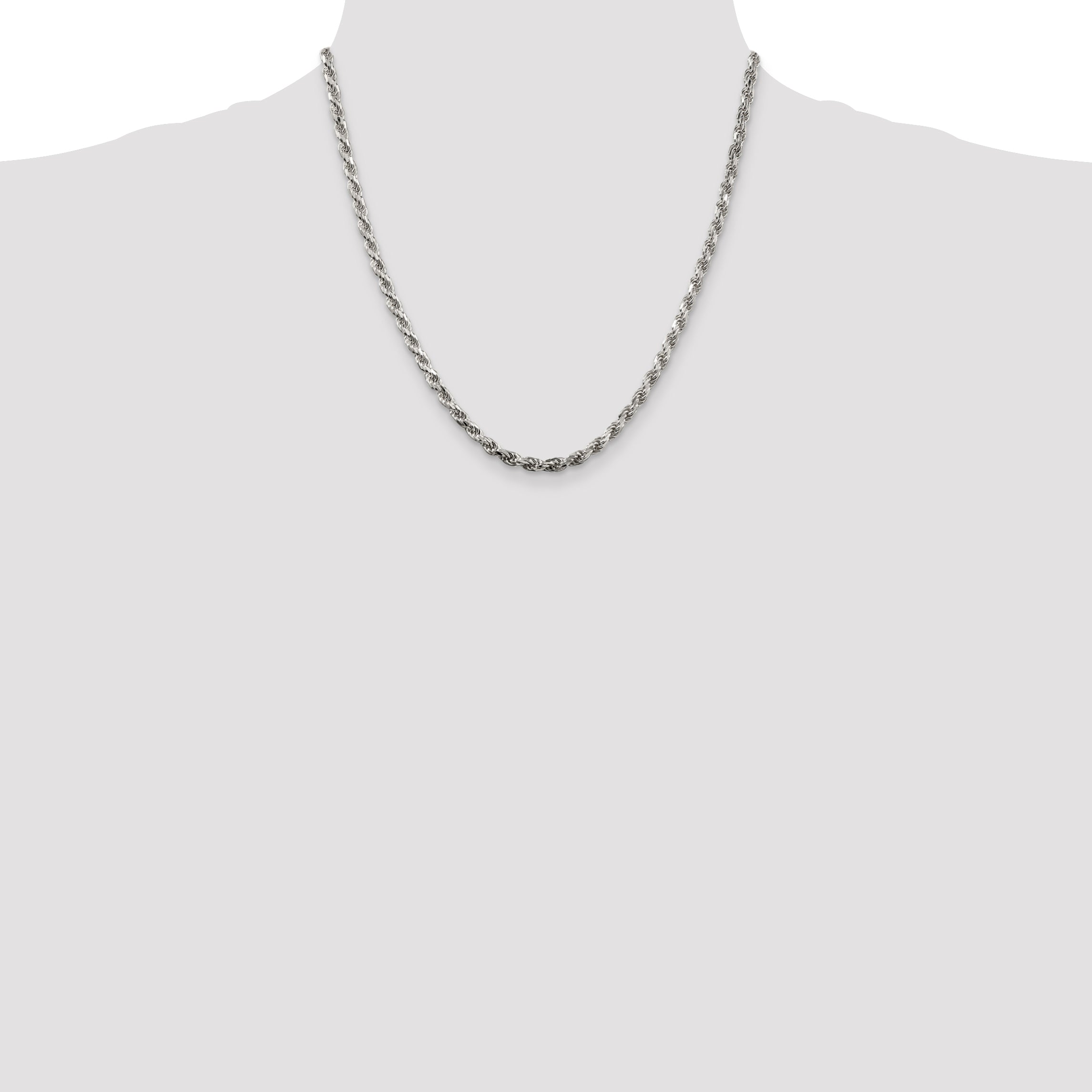 Sterling Silver 3.5mm Diamond-cut Rope Chain