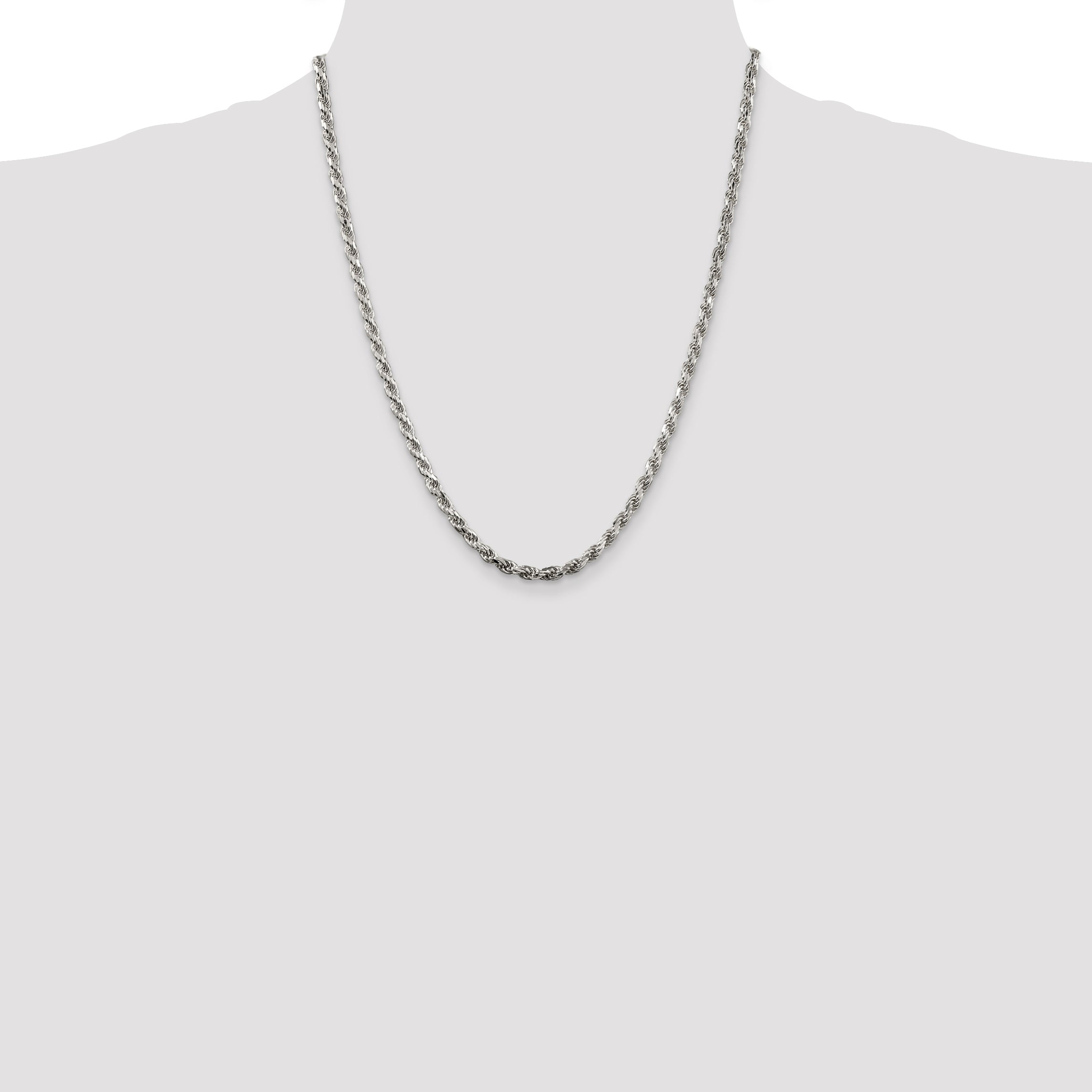 Sterling Silver 3.5mm Diamond-cut Rope Chain