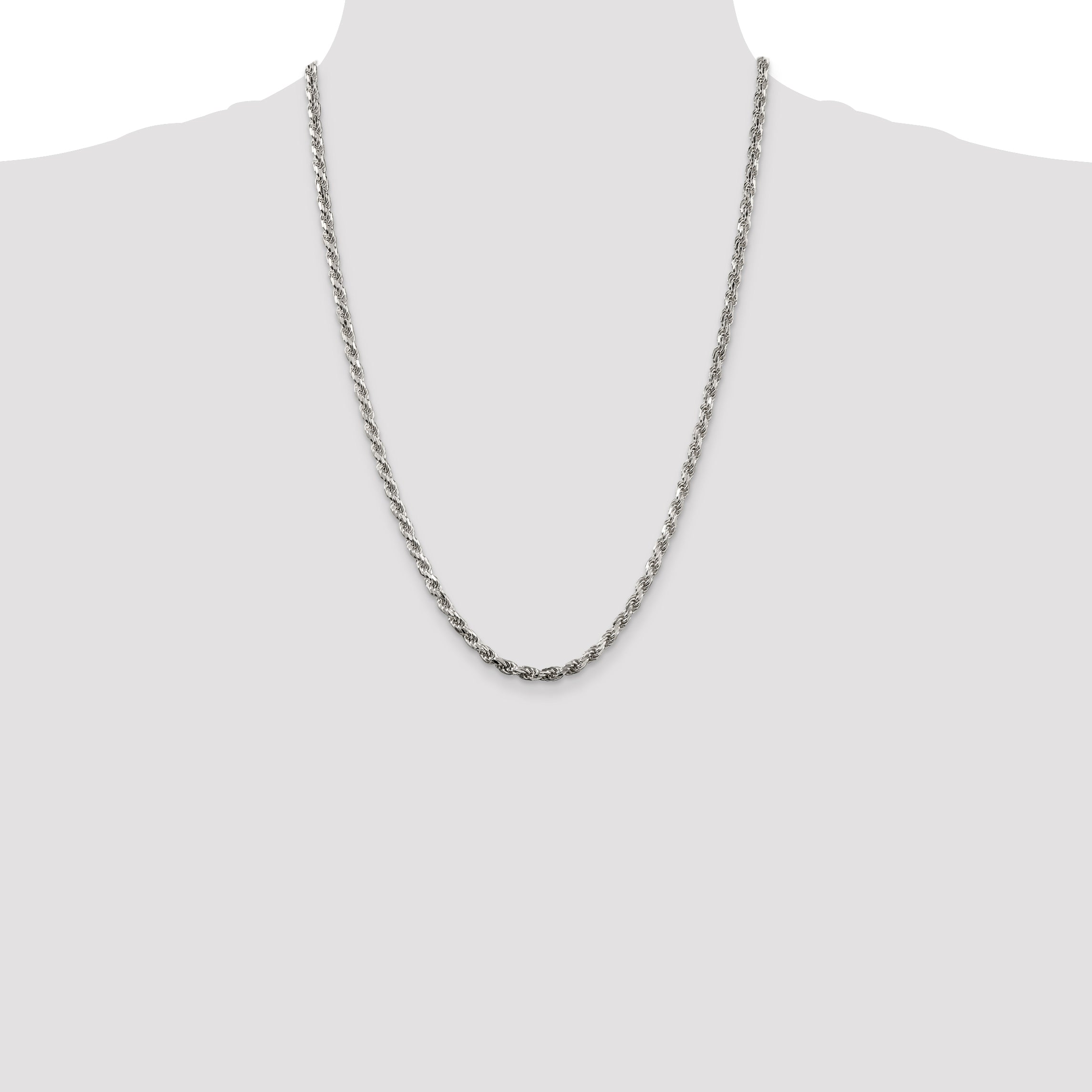 Sterling Silver 3.5mm Diamond-cut Rope Chain