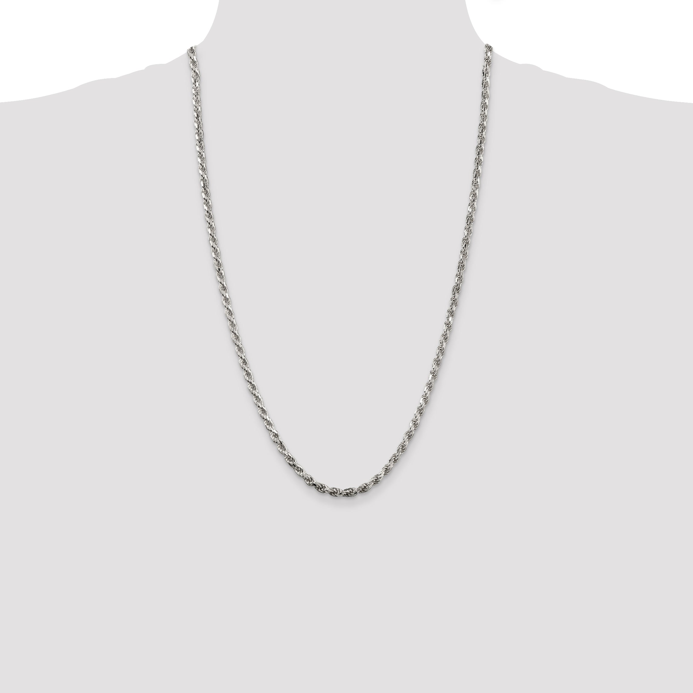 Sterling Silver 3.5mm Diamond-cut Rope Chain