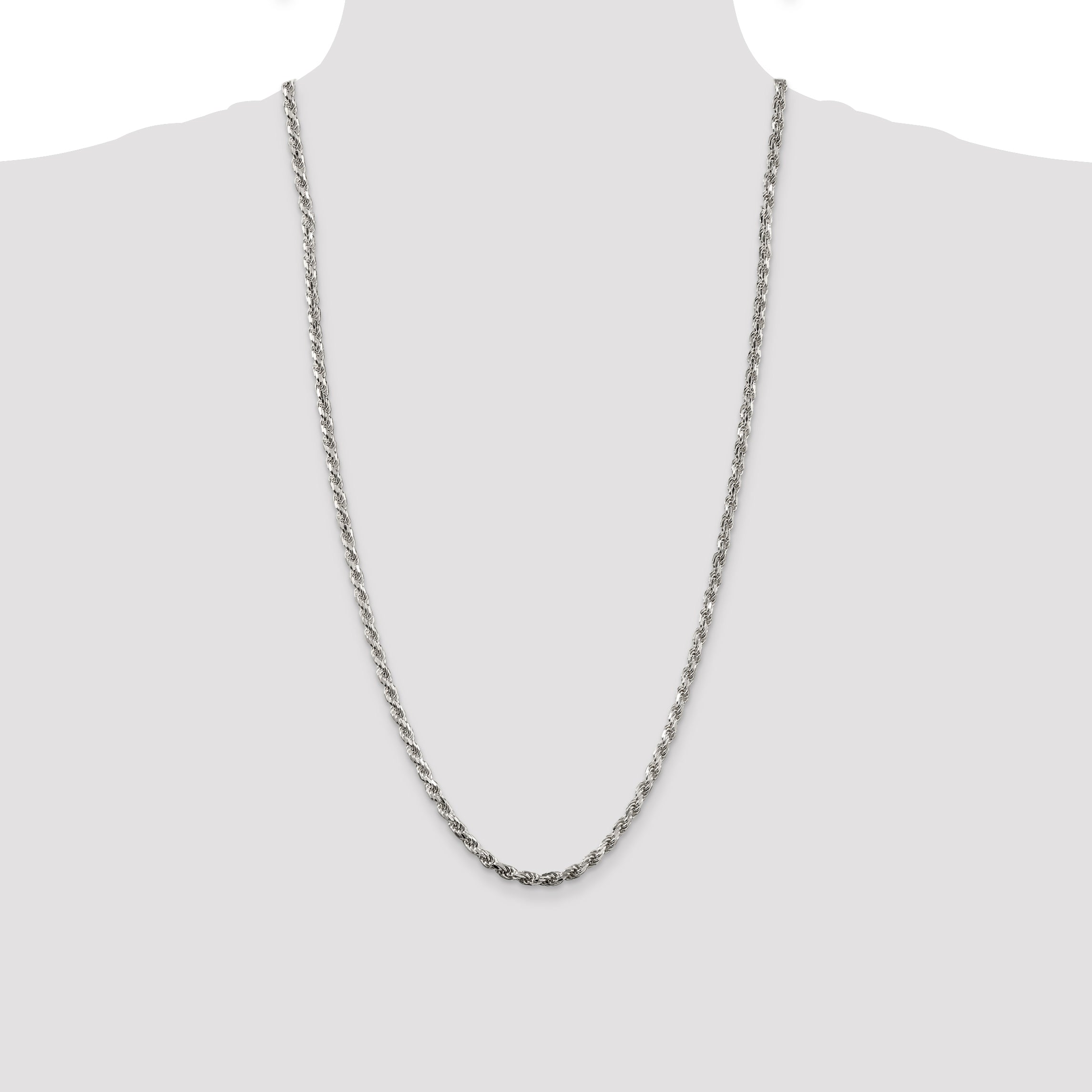 Sterling Silver 3.5mm Diamond-cut Rope Chain