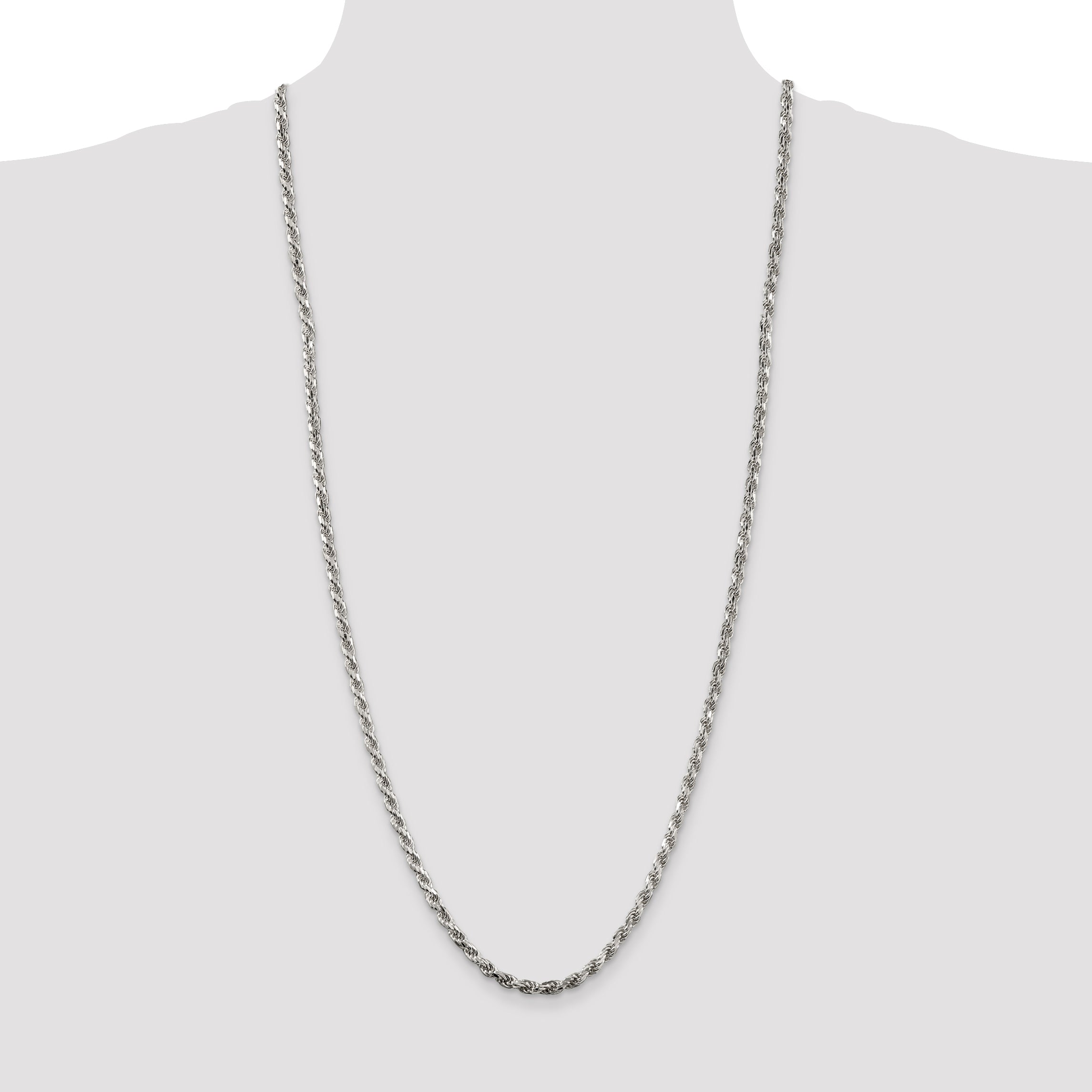 Sterling Silver 3.5mm Diamond-cut Rope Chain