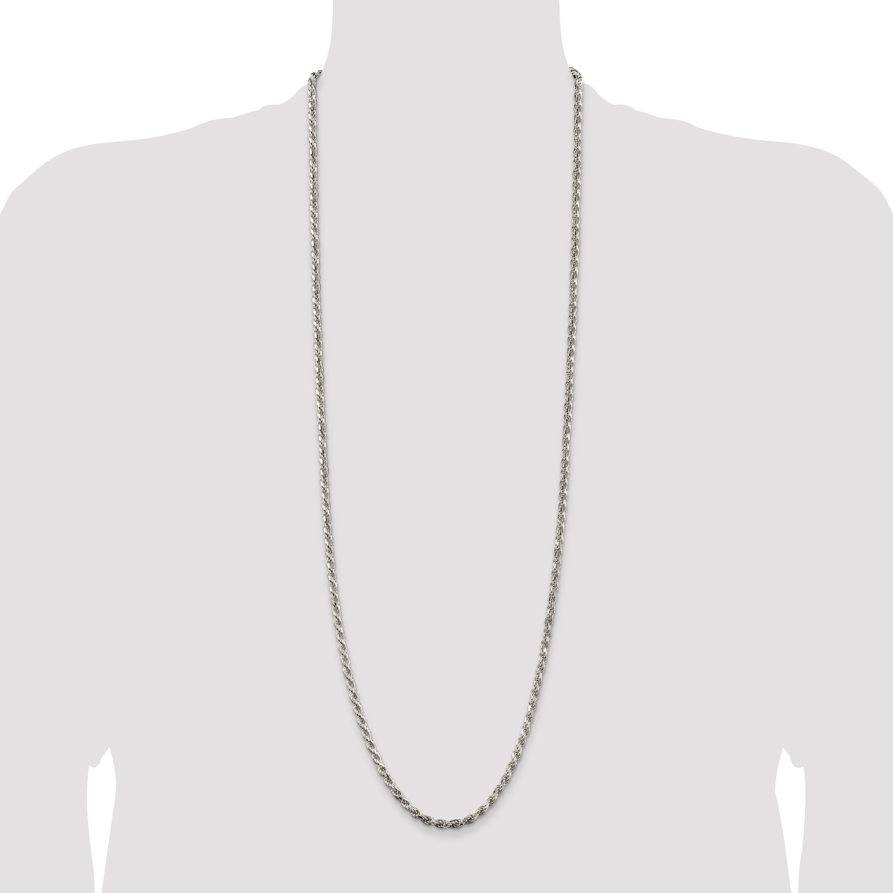 Sterling Silver 3.5mm Diamond-cut Rope Chain