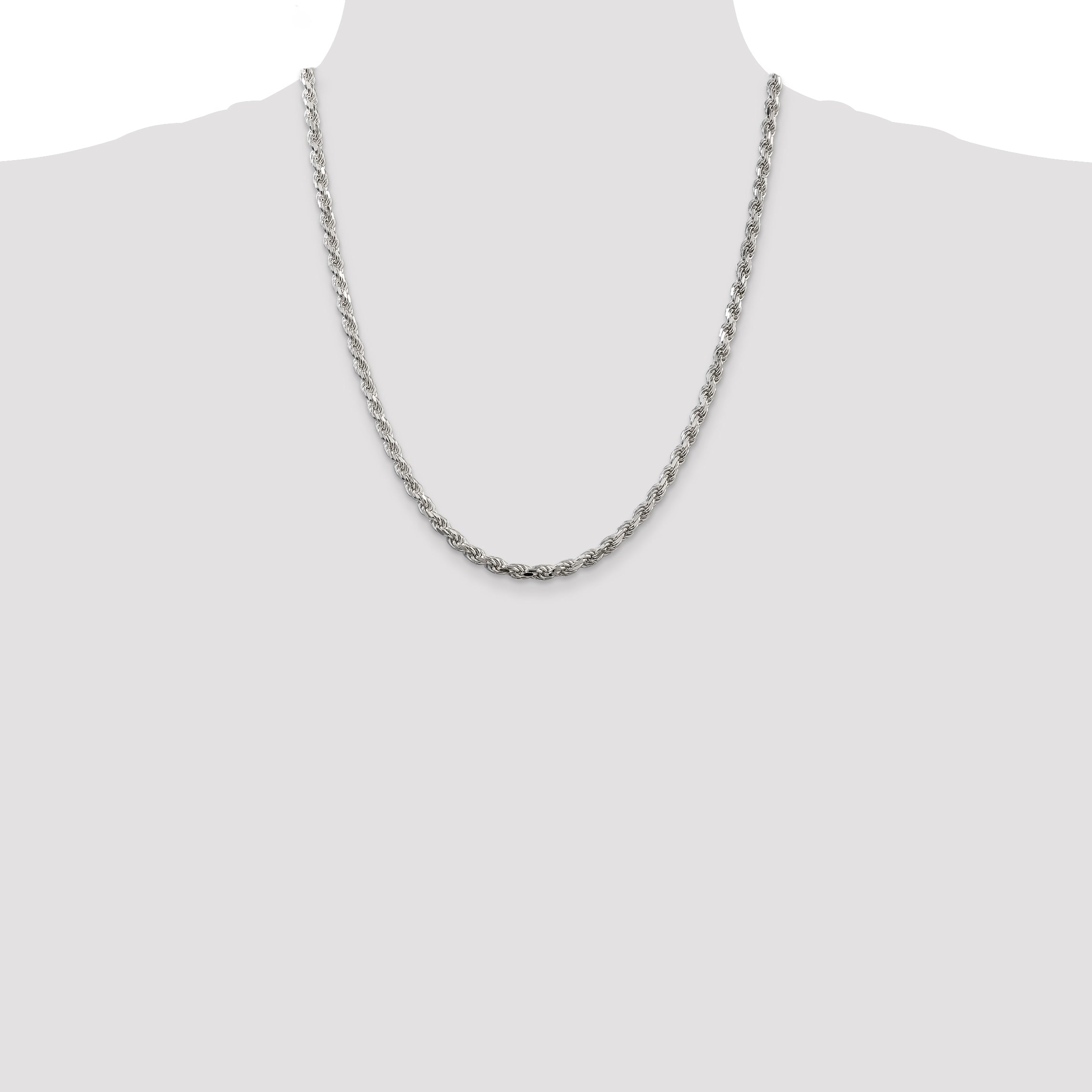 Sterling Silver 4.25mm Diamond-cut Rope Chain