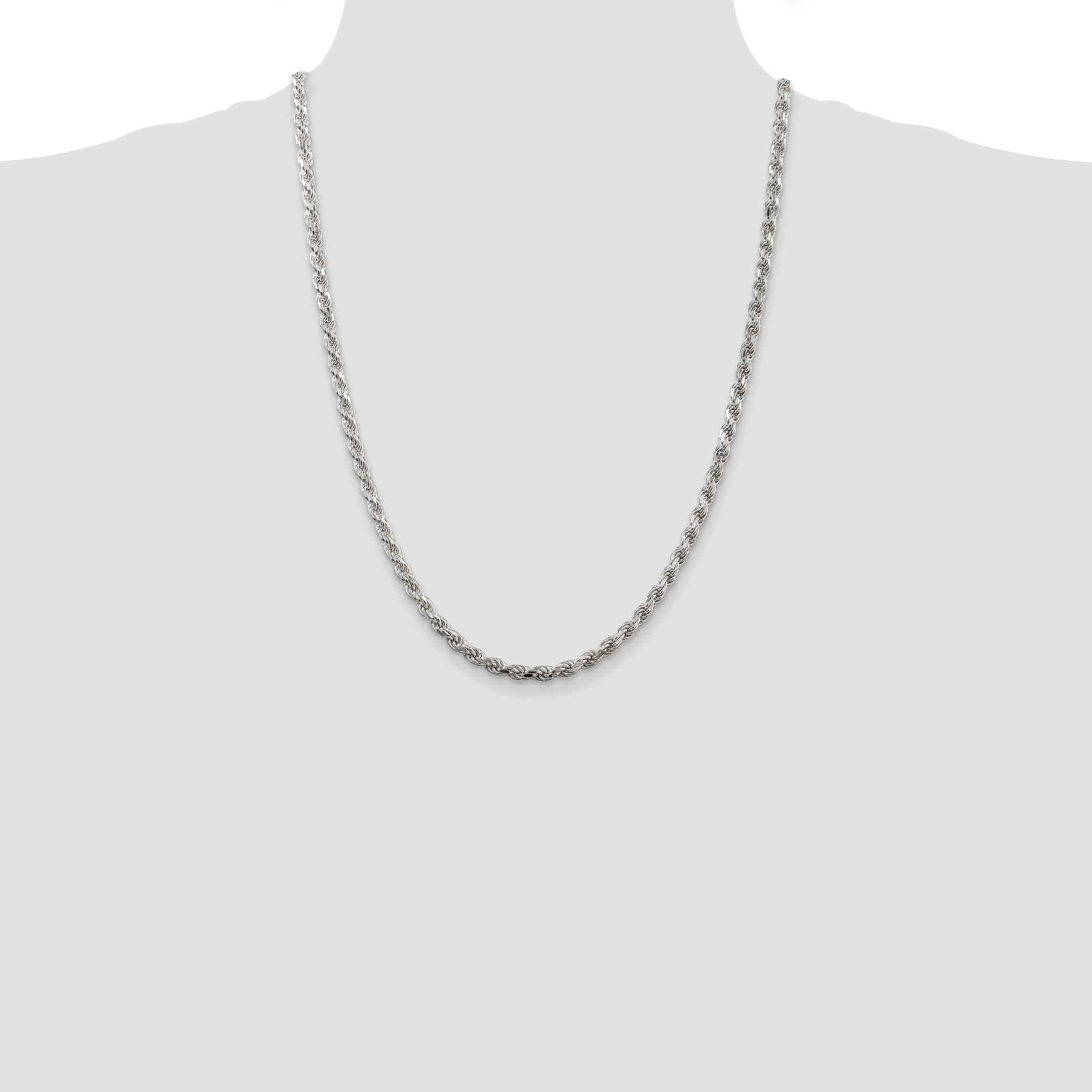 Sterling Silver 4.25mm Diamond-cut Rope Chain