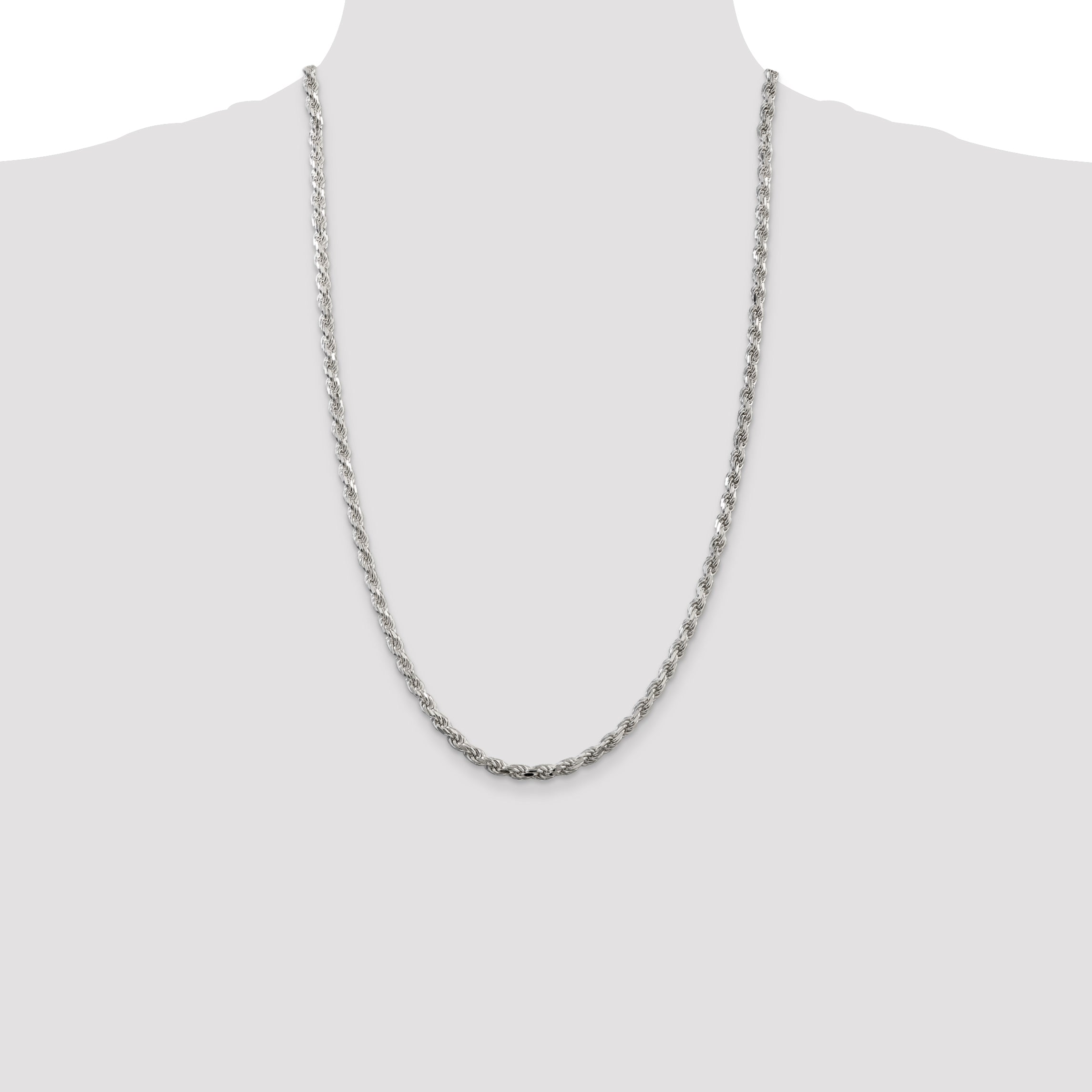 Sterling Silver 4.25mm Diamond-cut Rope Chain