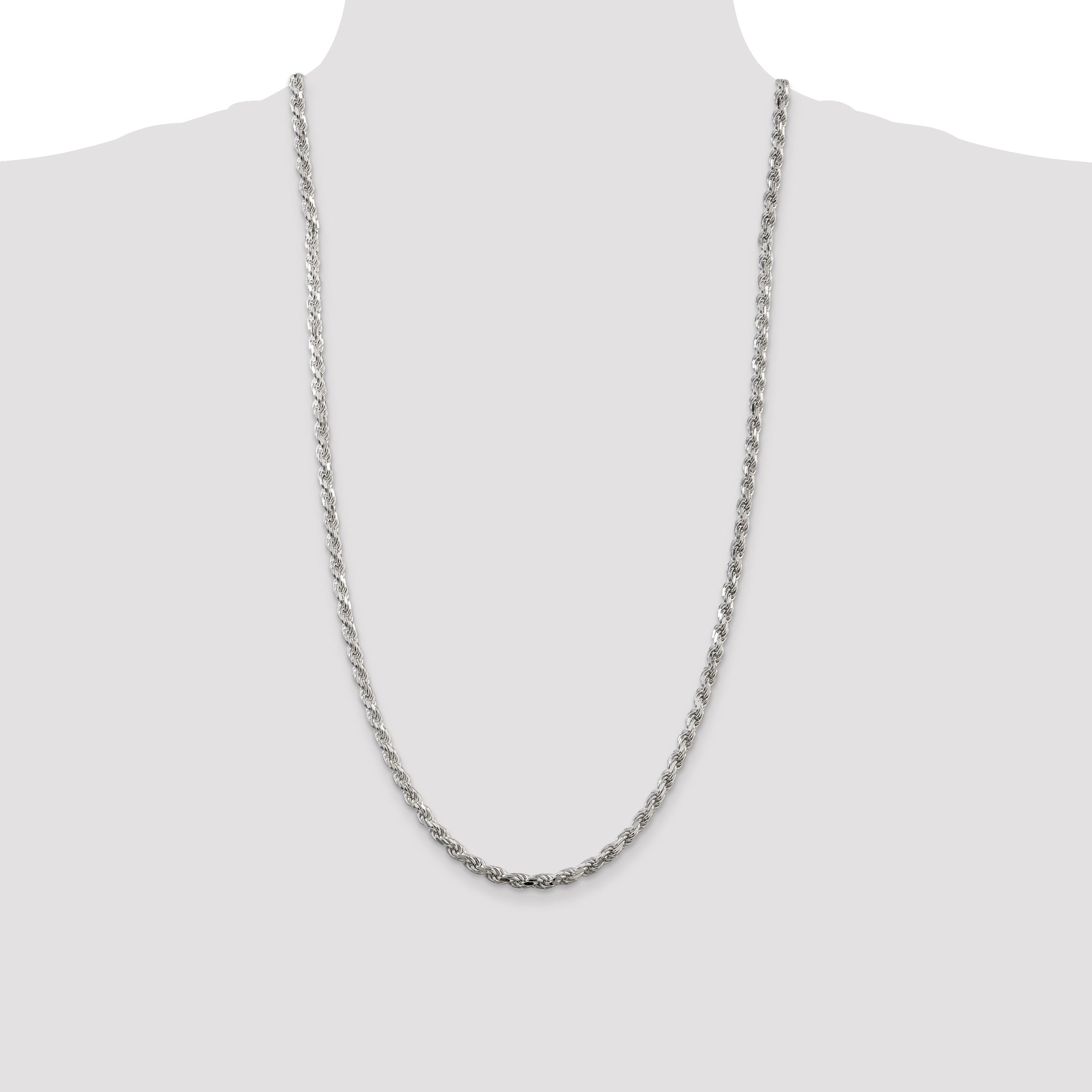 Sterling Silver 4.25mm Diamond-cut Rope Chain