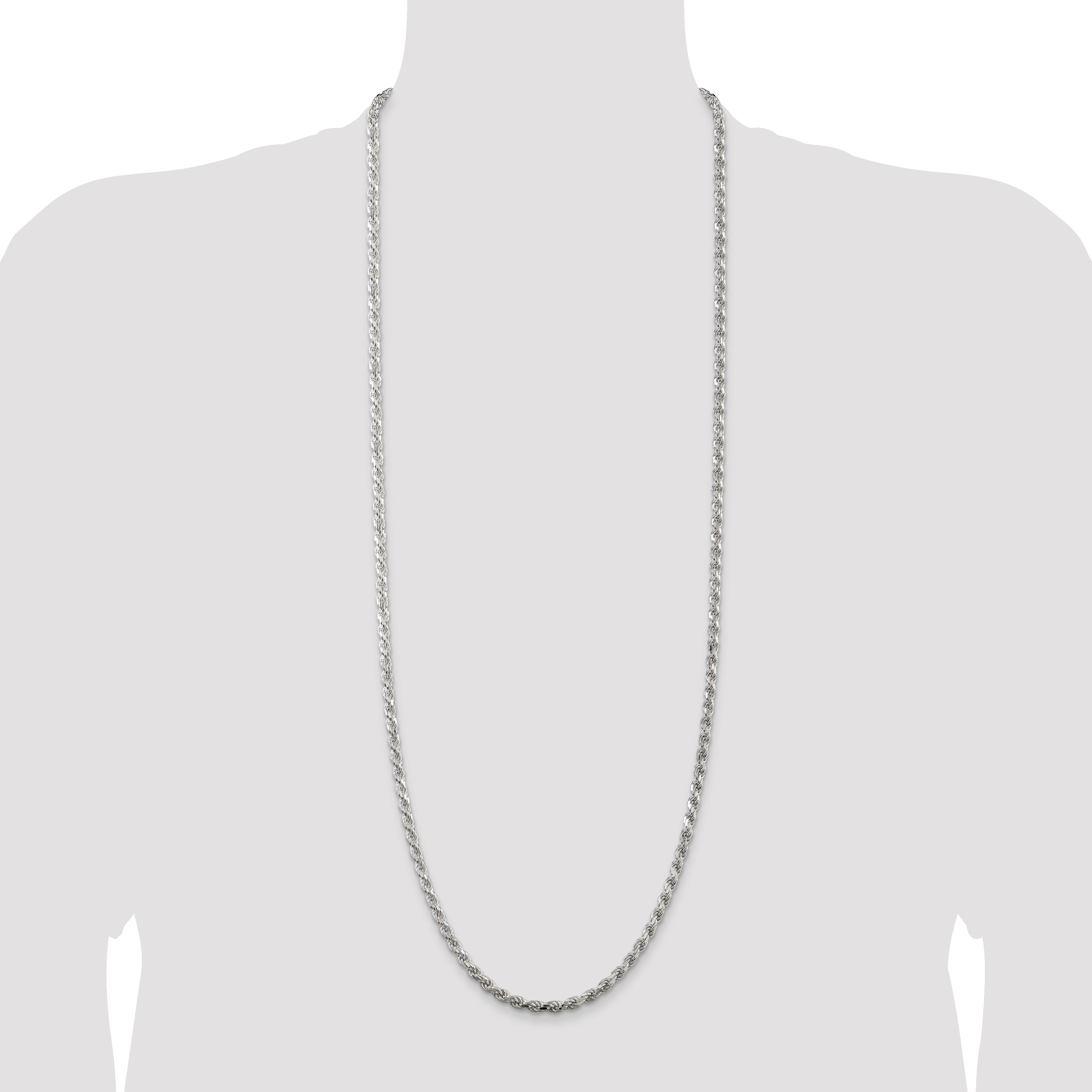 Sterling Silver 4.25mm Diamond-cut Rope Chain