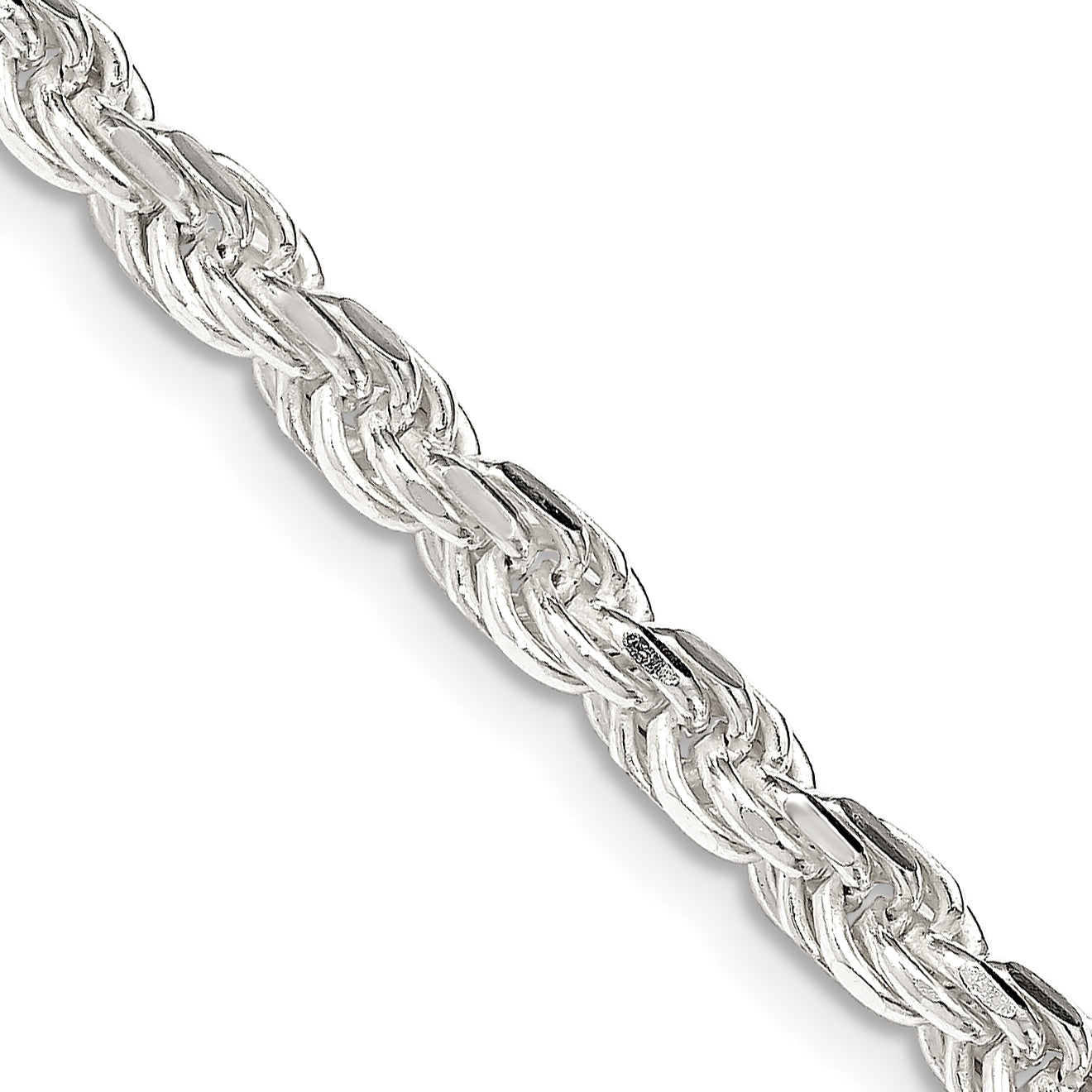 Sterling Silver 4.25mm Diamond-cut Rope Chain