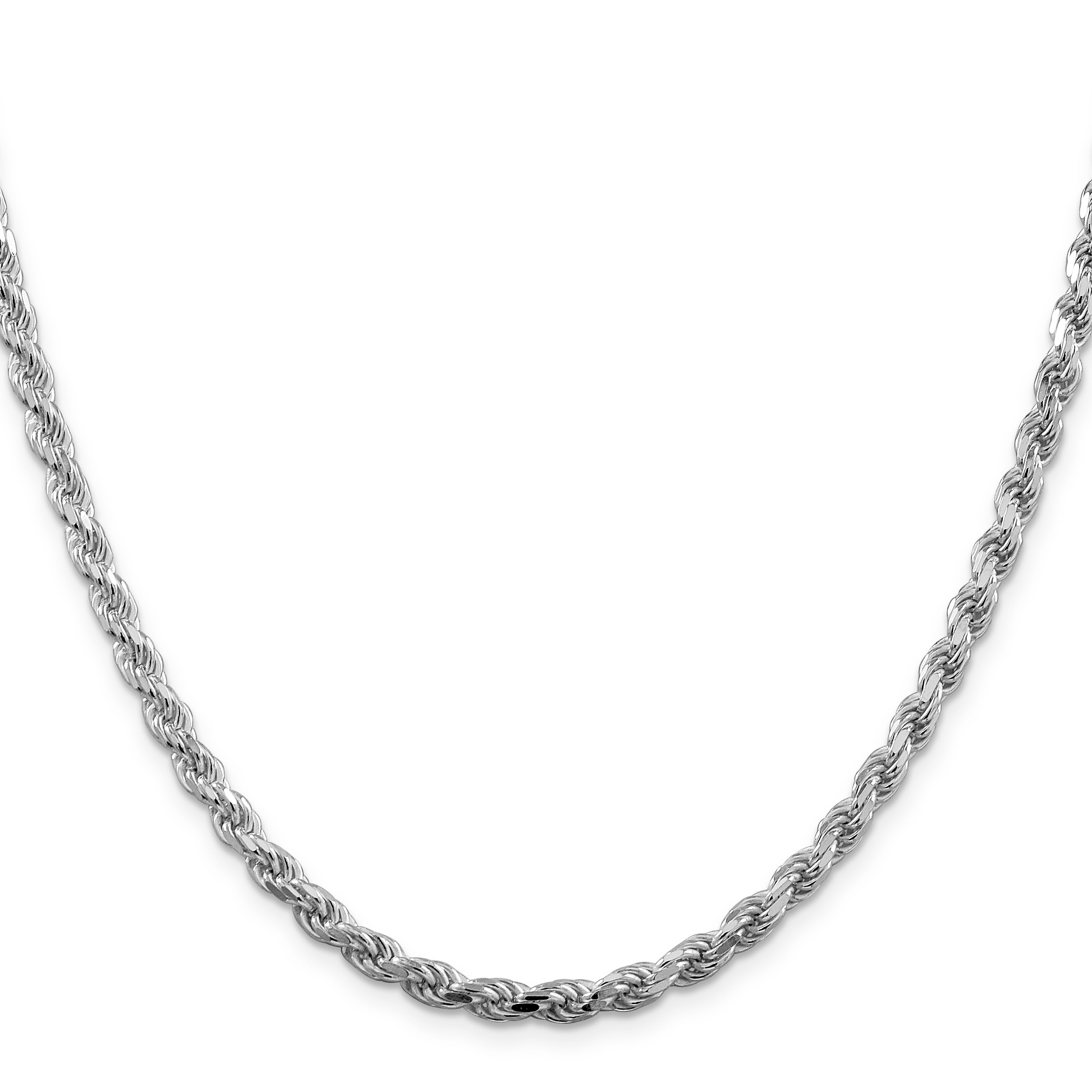 Sterling Silver Rhodium-plated 4.25mm Diamond-cut Rope Chain