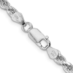 Sterling Silver Rhodium-plated 4.25mm Diamond-cut Rope Chain