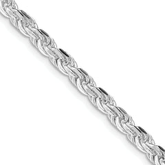 Sterling Silver Rhodium-plated 4.25mm Diamond-cut Rope Chain