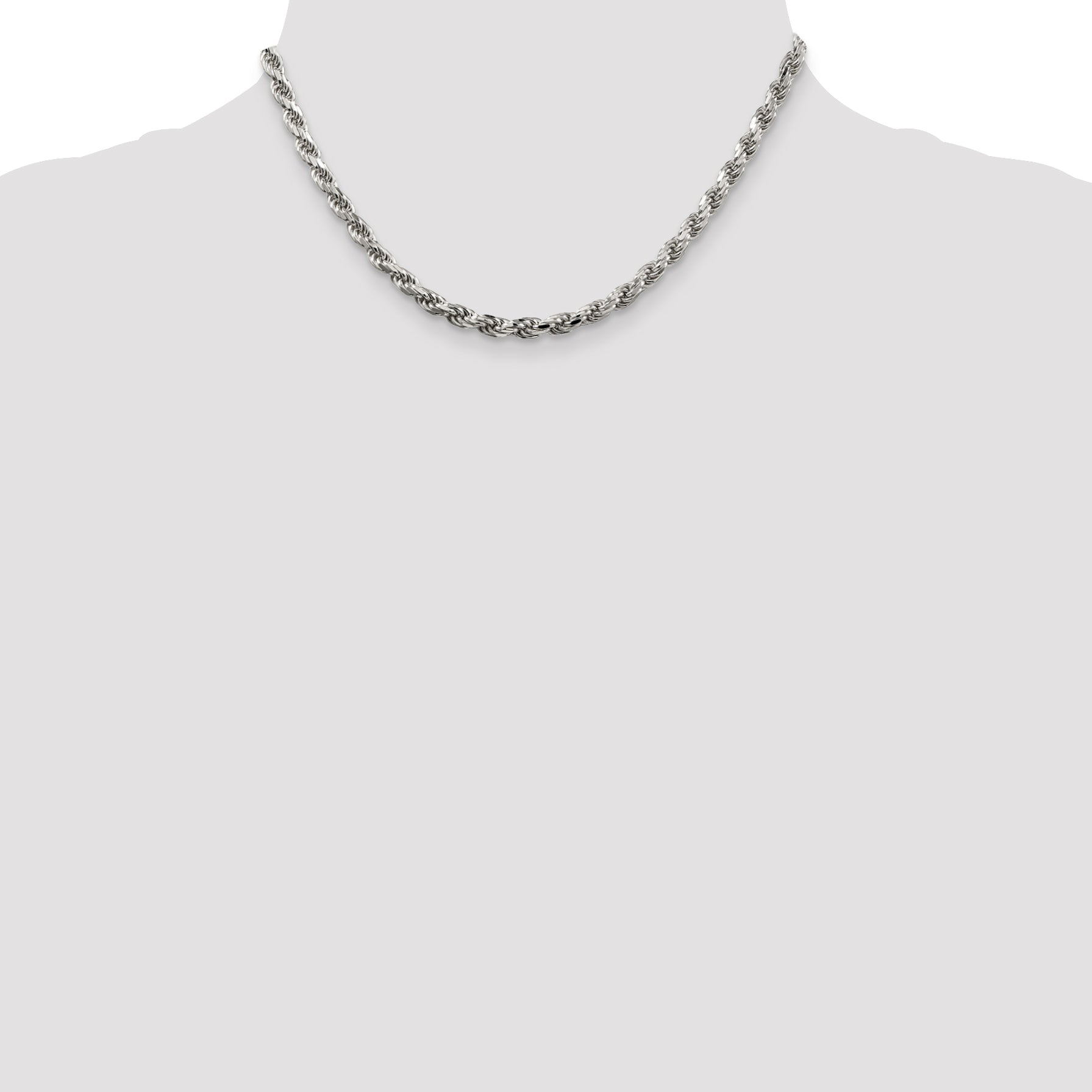 Sterling Silver 4.75mm Diamond-cut Rope Chain