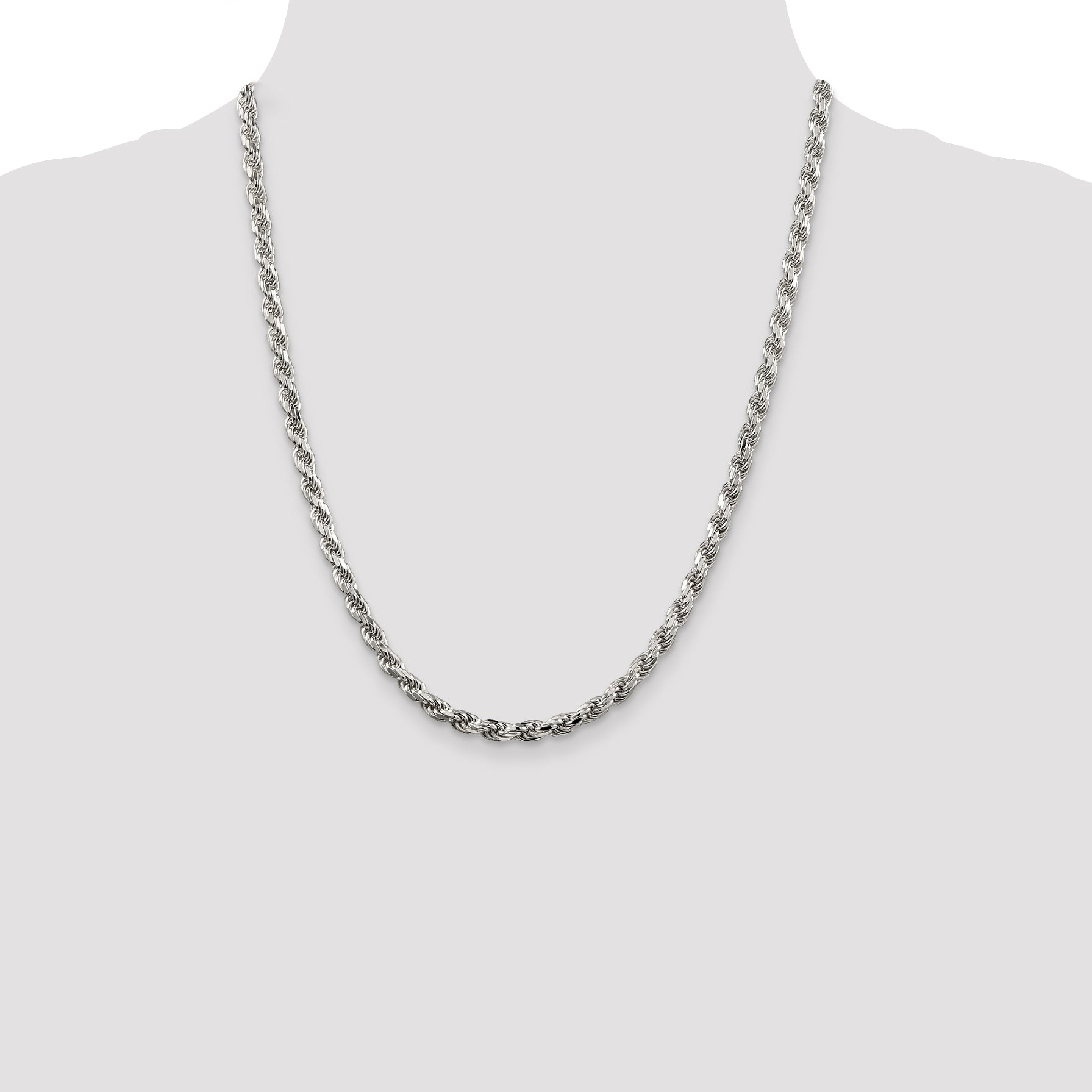 Sterling Silver 4.75mm Diamond-cut Rope Chain