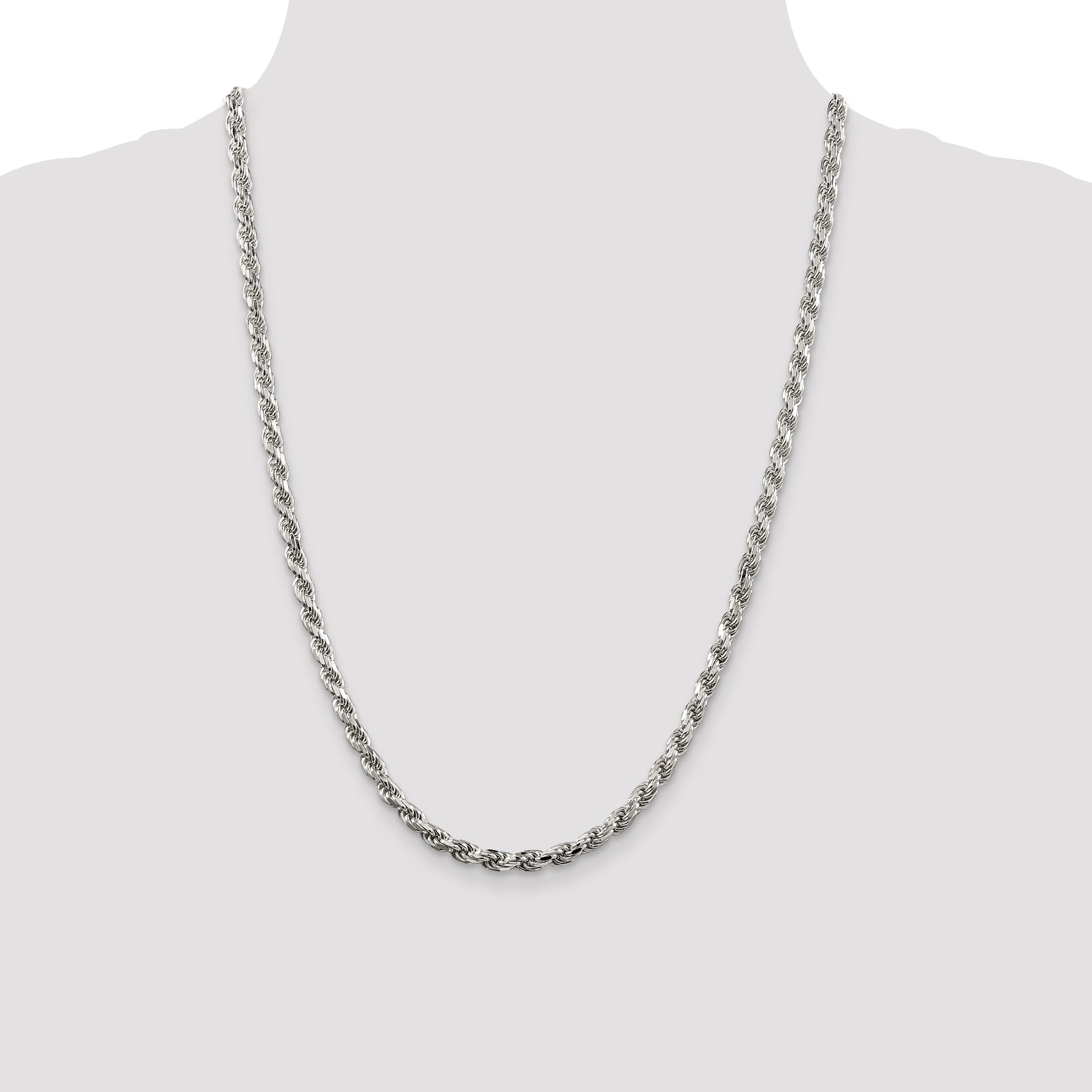 Sterling Silver 4.75mm Diamond-cut Rope Chain