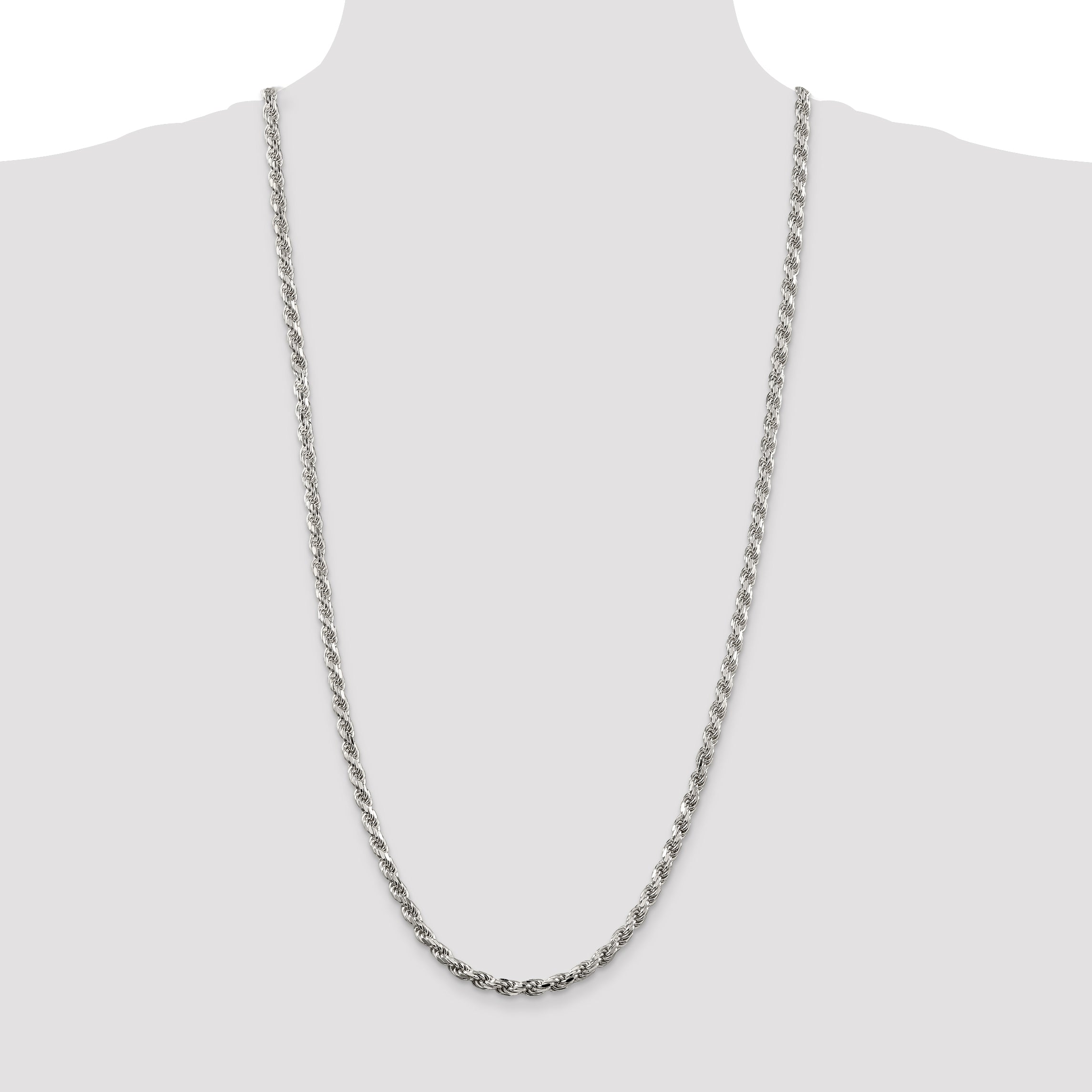 Sterling Silver 4.75mm Diamond-cut Rope Chain