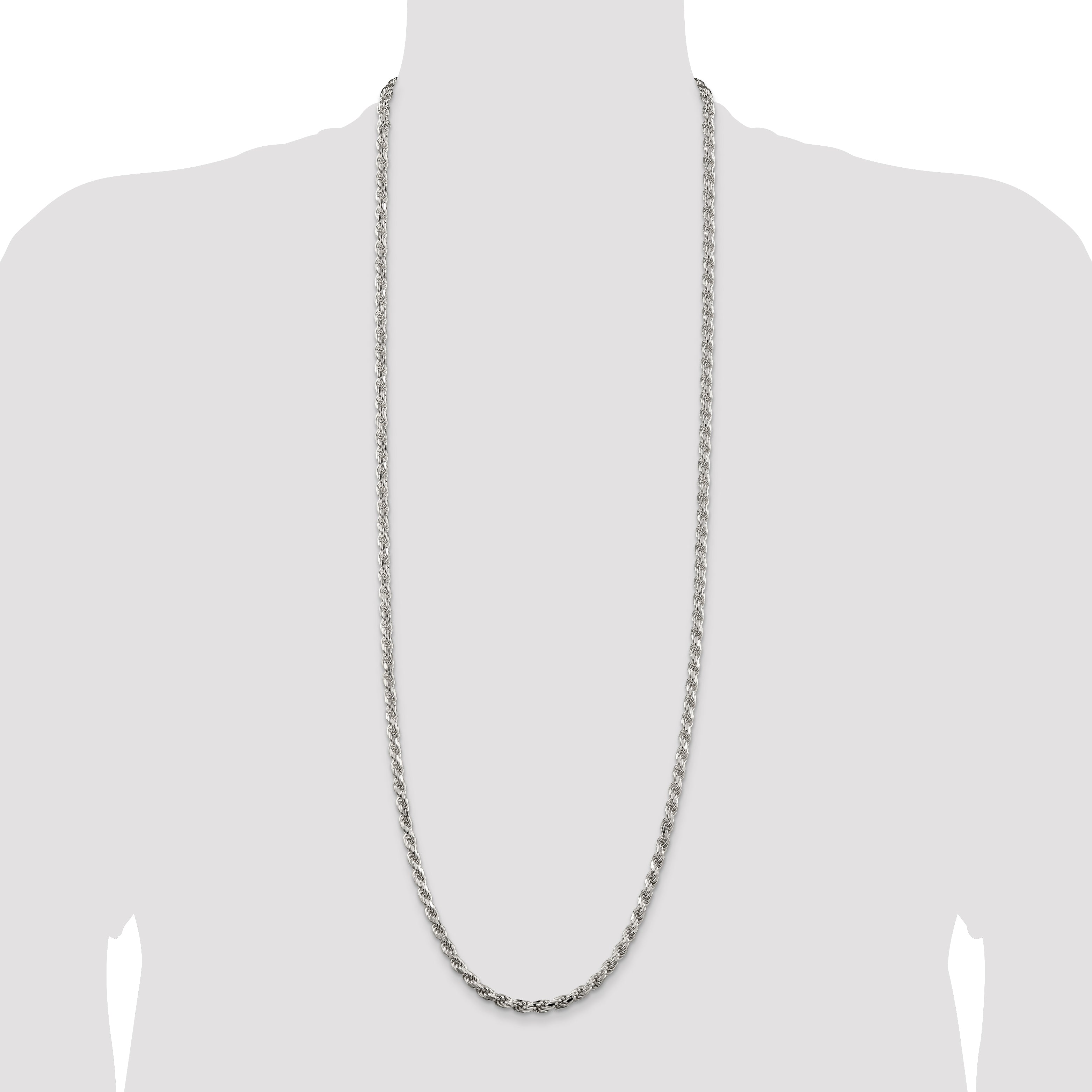 Sterling Silver 4.75mm Diamond-cut Rope Chain