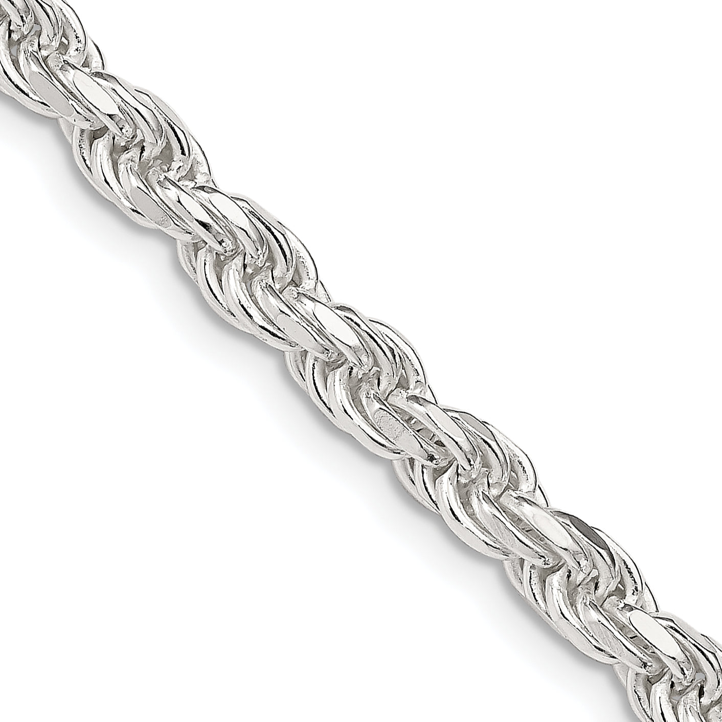 Sterling Silver 4.75mm Diamond-cut Rope Chain