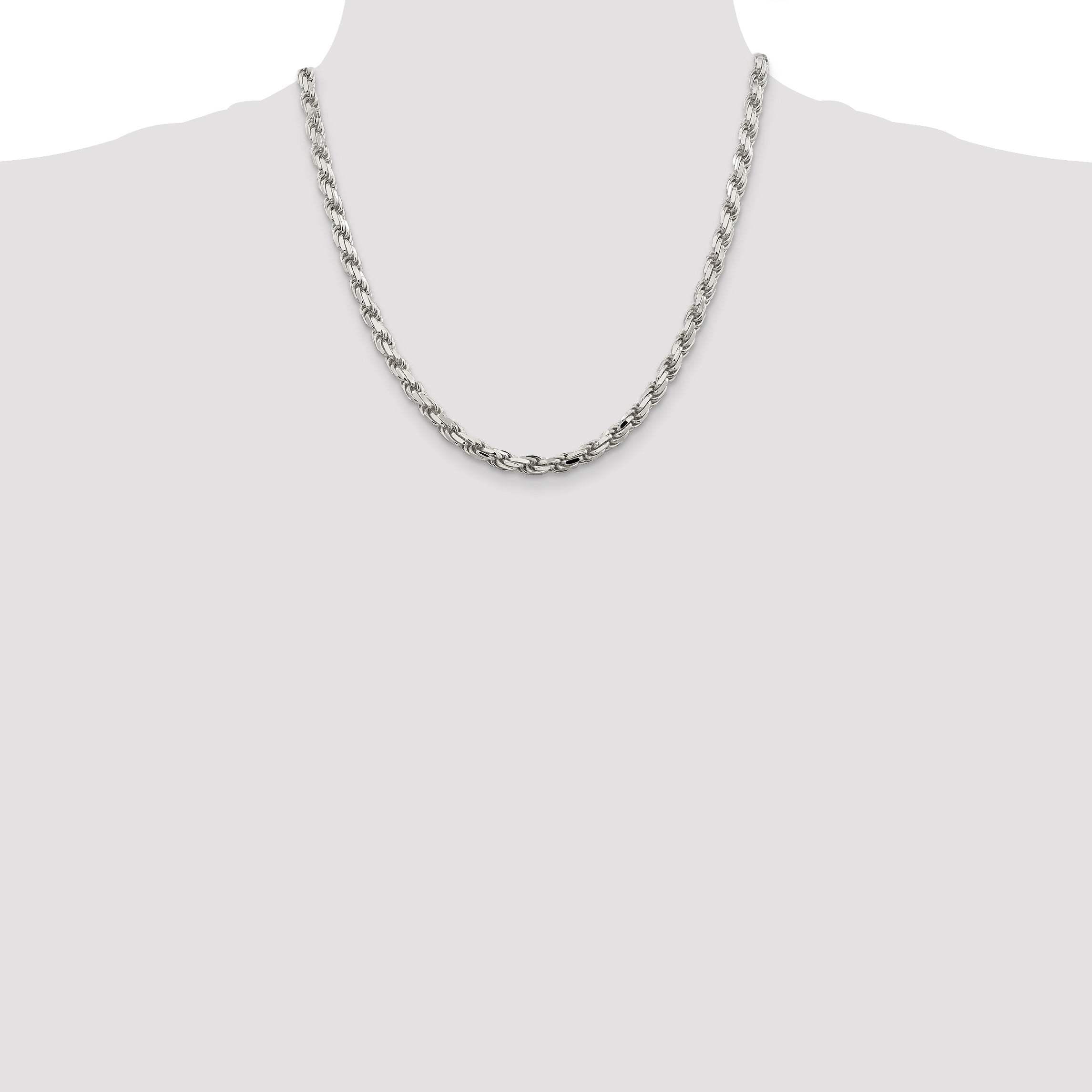 Sterling Silver 5.75mm Diamond-cut Rope Chain