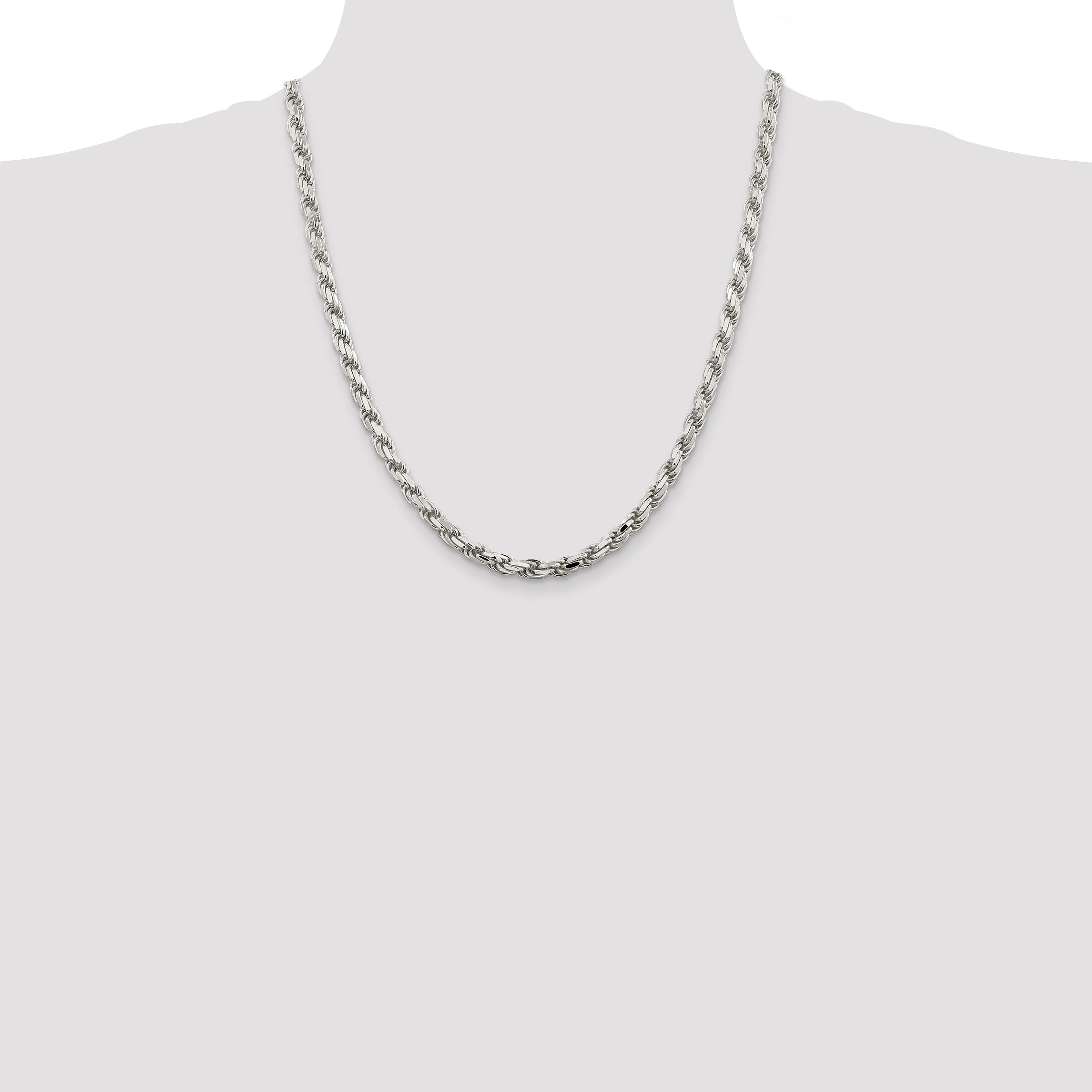 Sterling Silver 5.75mm Diamond-cut Rope Chain