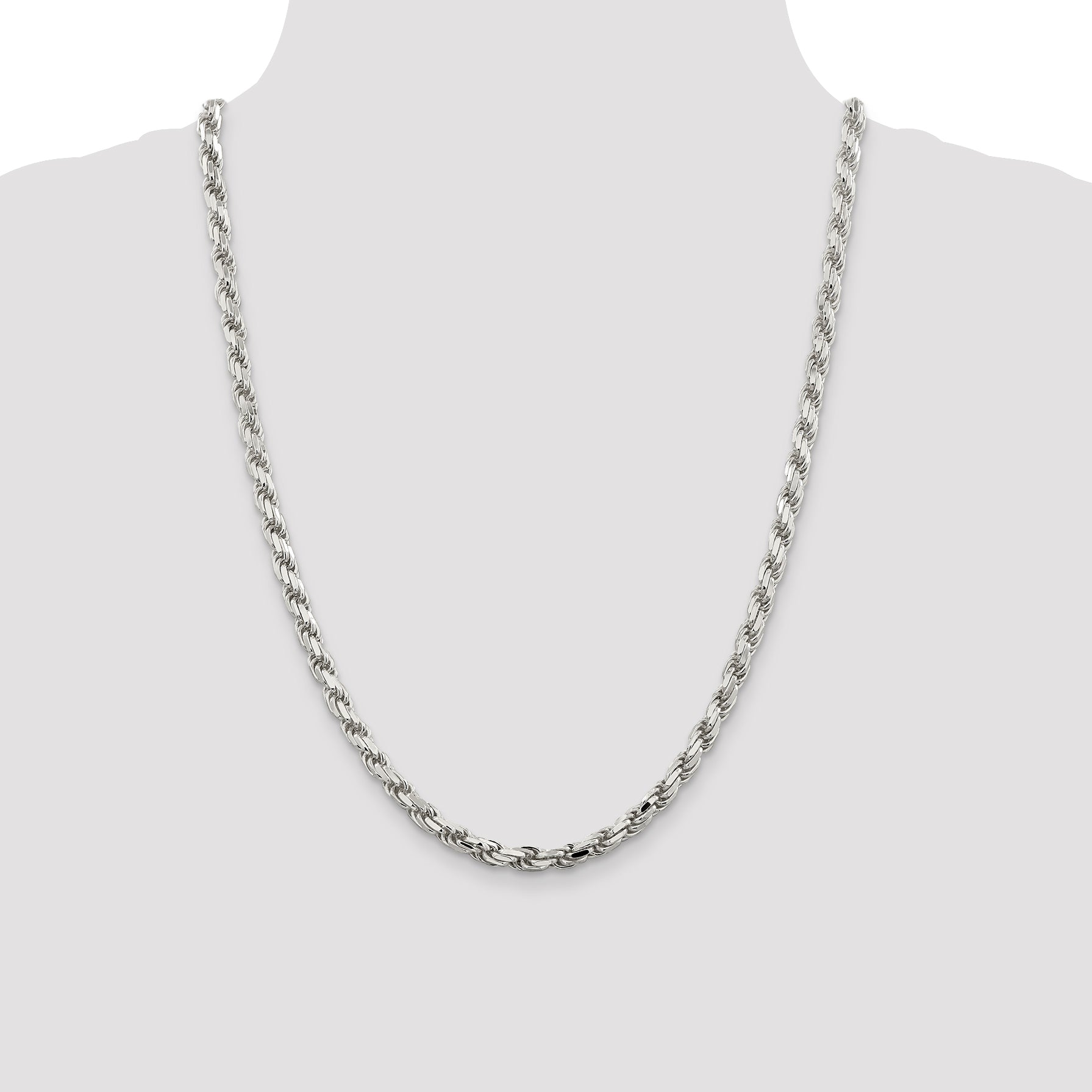 Sterling Silver 5.75mm Diamond-cut Rope Chain