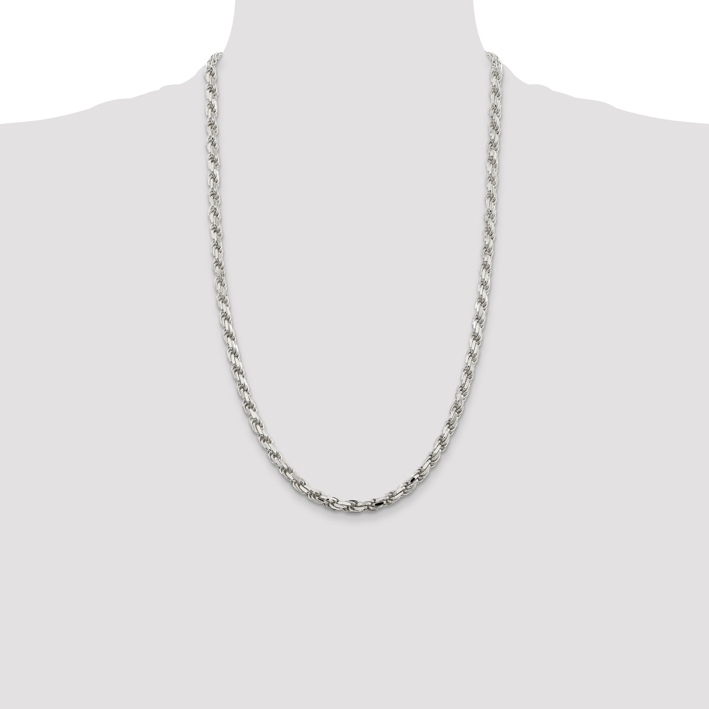 Sterling Silver 5.75mm Diamond-cut Rope Chain