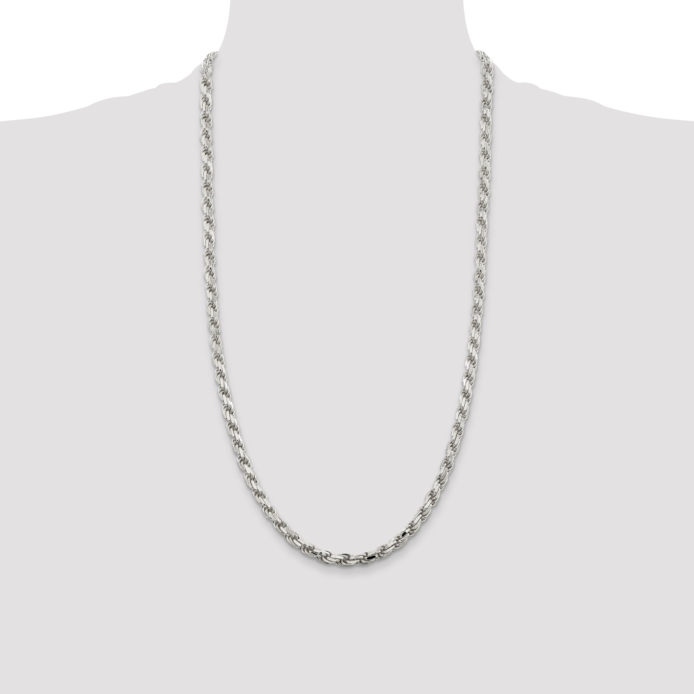 Sterling Silver 5.75mm Diamond-cut Rope Chain