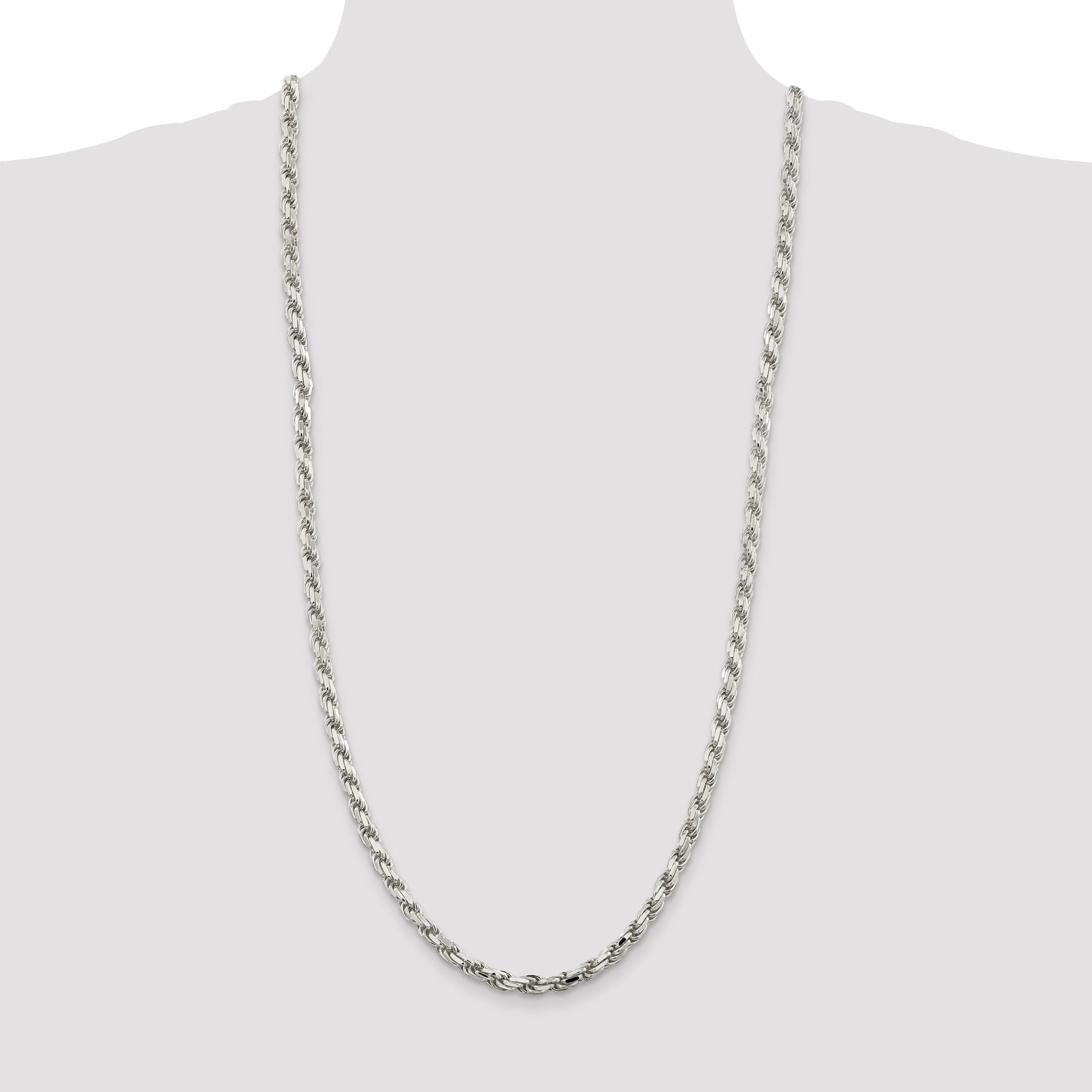 Sterling Silver 5.75mm Diamond-cut Rope Chain