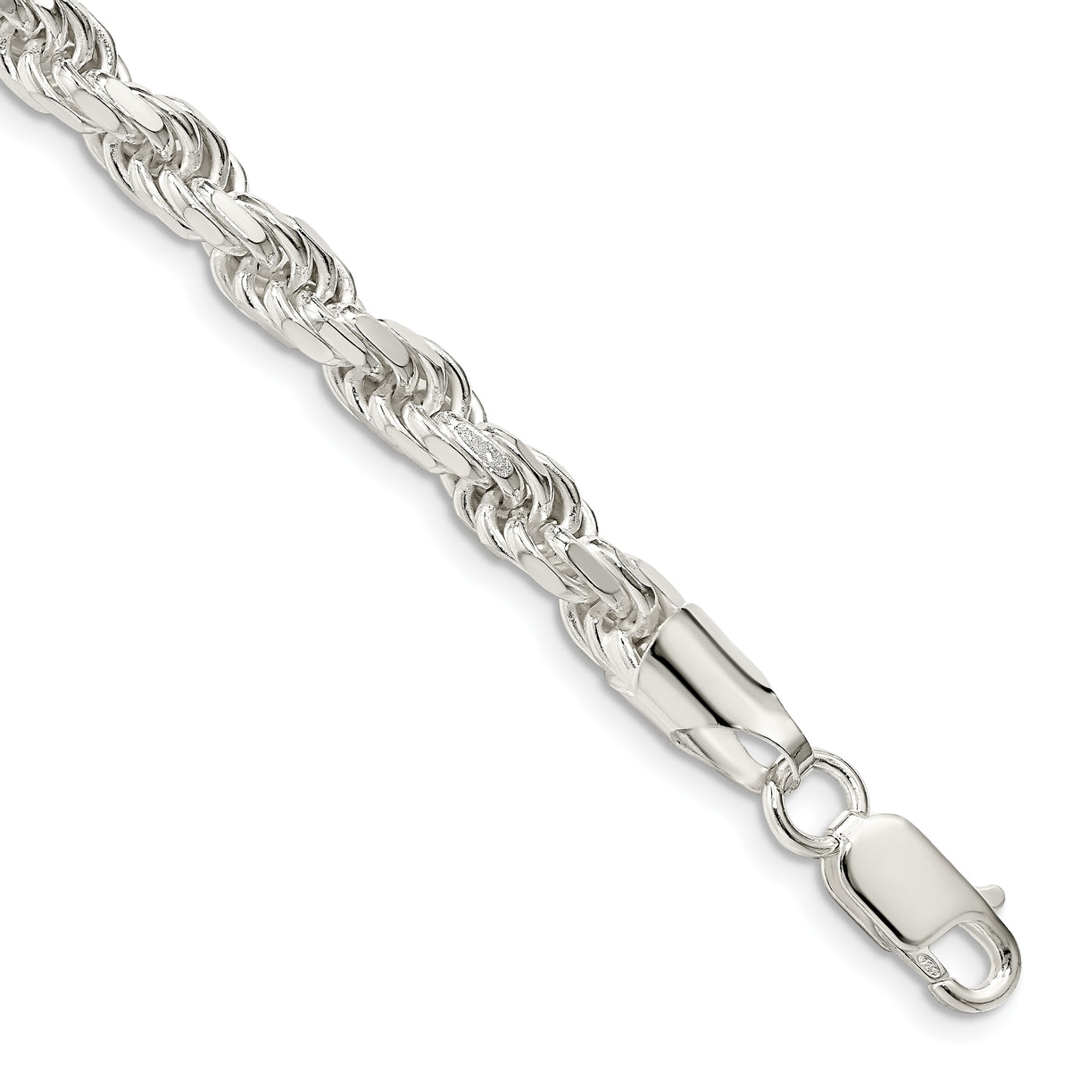 Sterling Silver 5.75mm Diamond-cut Rope Chain