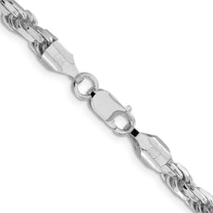 Sterling Silver Rhodium-plated 5.75mm Diamond-cut Rope Chain