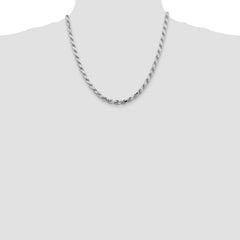 Sterling Silver Rhodium-plated 5.75mm Diamond-cut Rope Chain