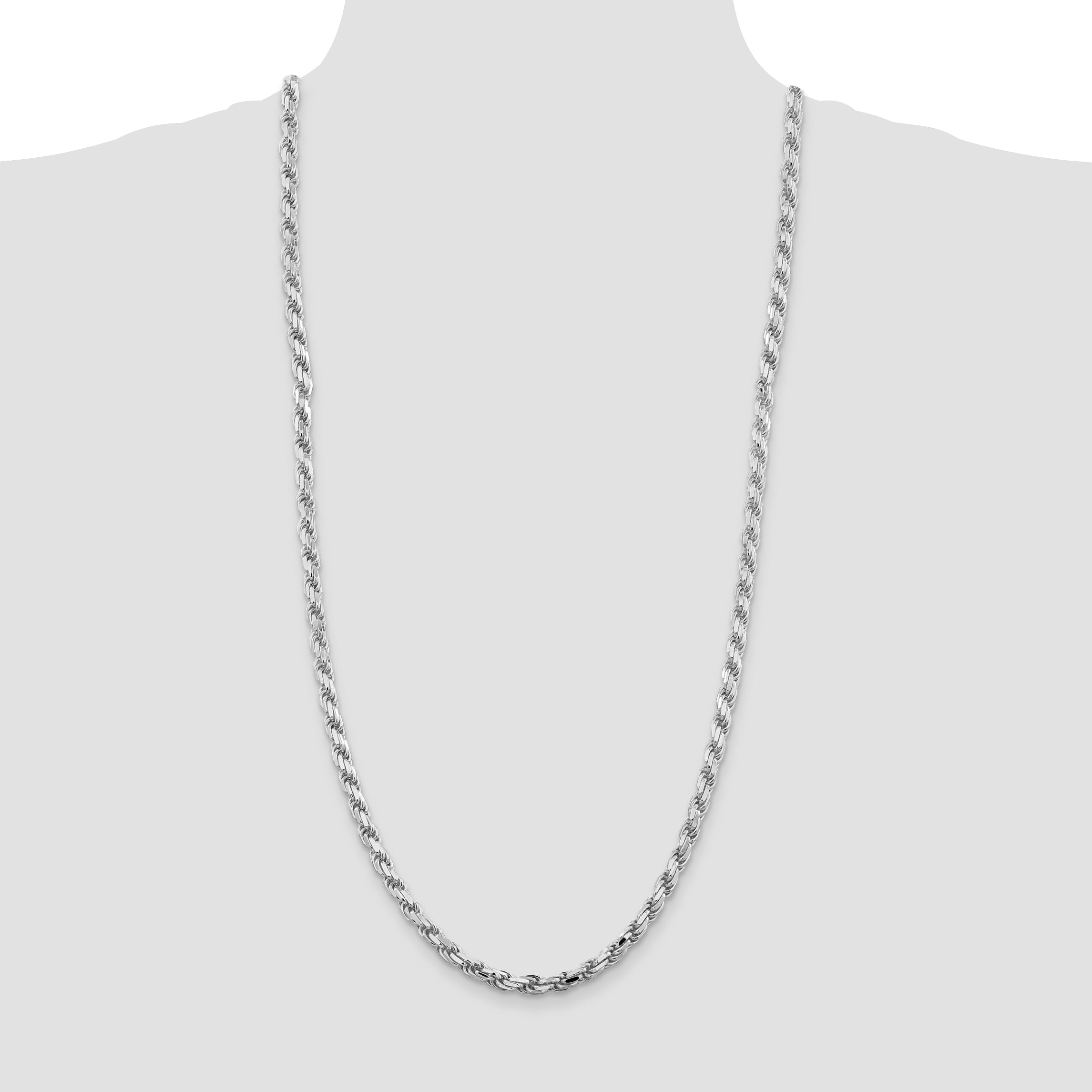 Sterling Silver Rhodium-plated 5.75mm Diamond-cut Rope Chain