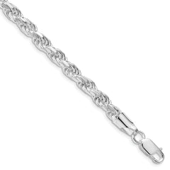 Sterling Silver Rhodium-plated 5.75mm Diamond-cut Rope Chain