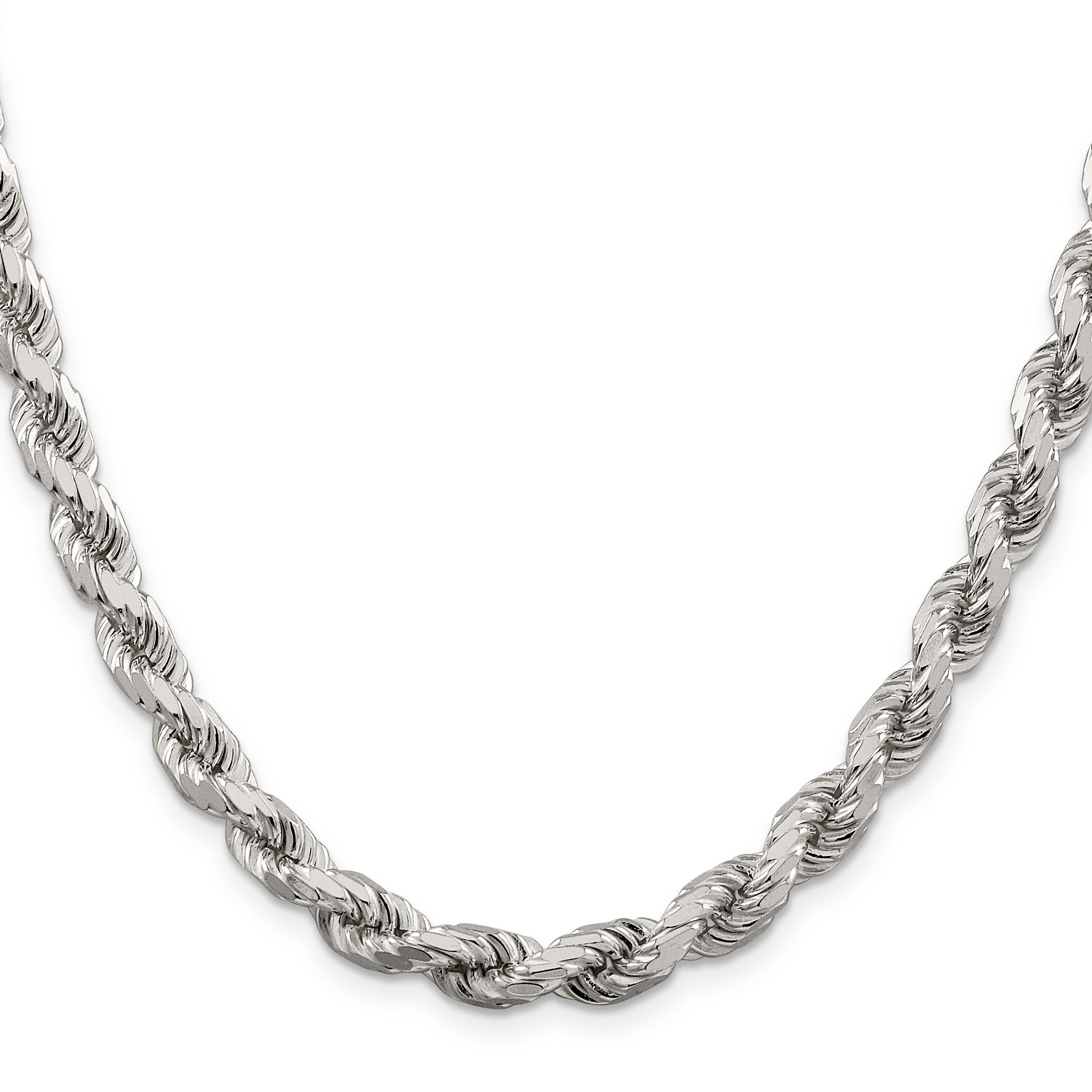 Sterling Silver 7mm Diamond-cut Rope Chain