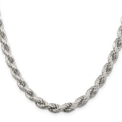 Sterling Silver 7mm Diamond-cut Rope Chain