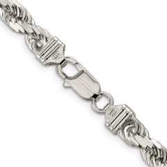 Sterling Silver 7mm Diamond-cut Rope Chain