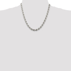 Sterling Silver 7mm Diamond-cut Rope Chain