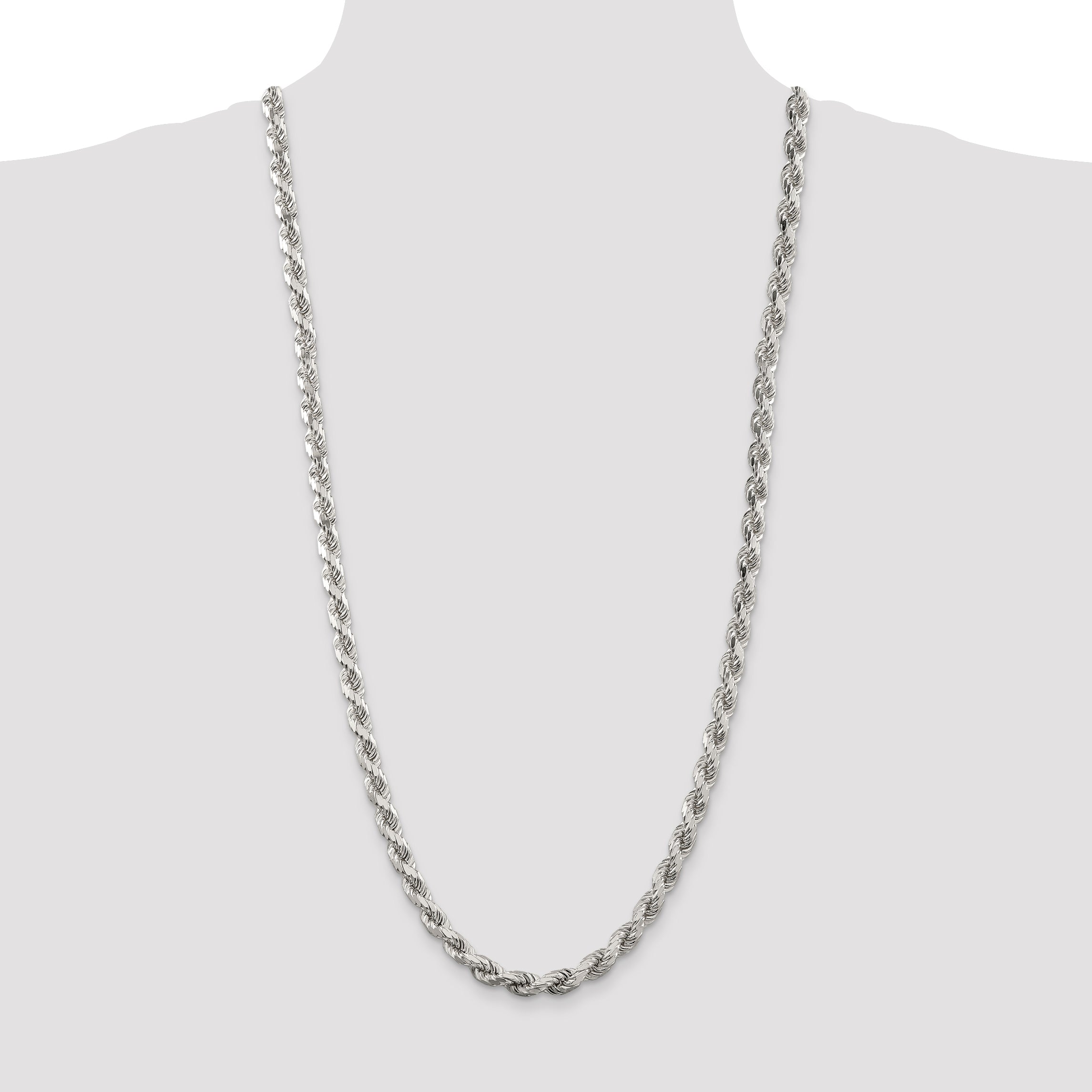 Sterling Silver 7mm Diamond-cut Rope Chain