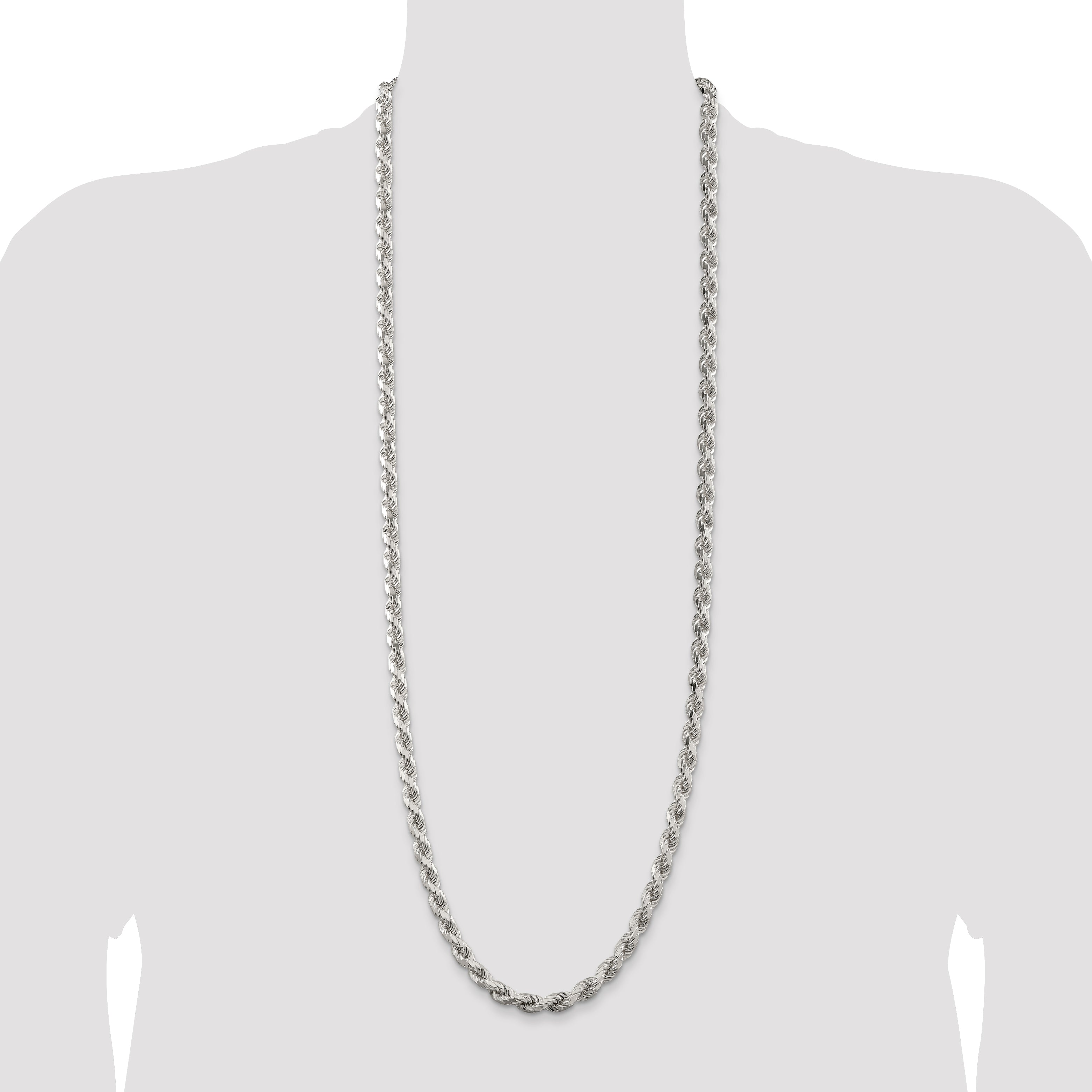 Sterling Silver 7mm Diamond-cut Rope Chain