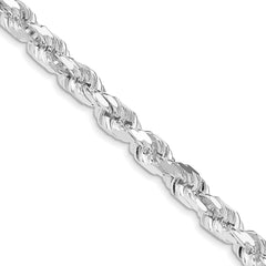 Sterling Silver Rhodium-plated 7mm Diamond-cut Rope Chain