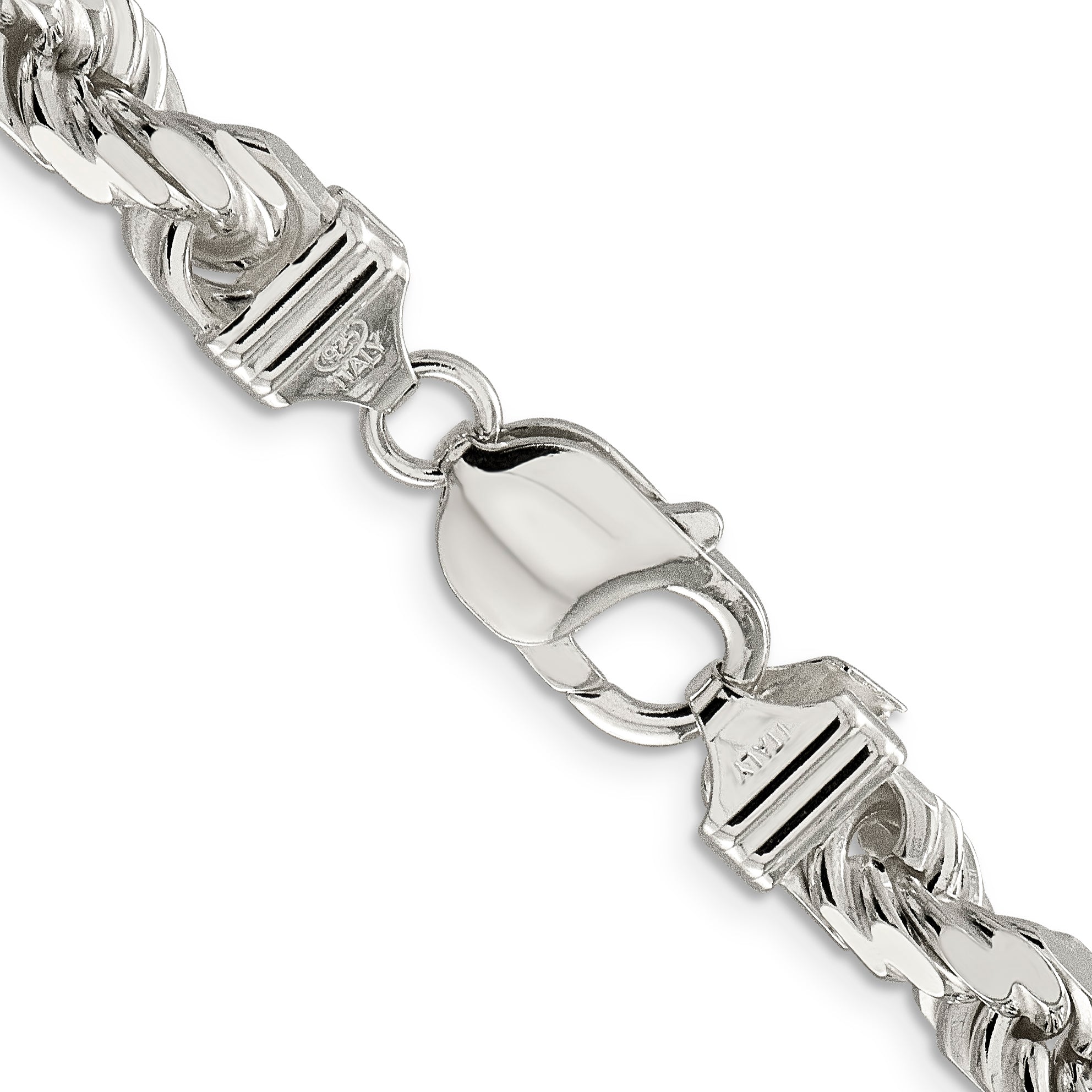 Sterling Silver 8mm Diamond-cut Rope Chain