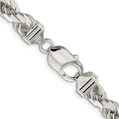 Sterling Silver 8mm Diamond-cut Rope Chain