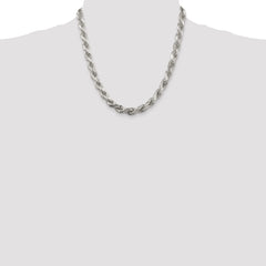 Sterling Silver 8mm Diamond-cut Rope Chain