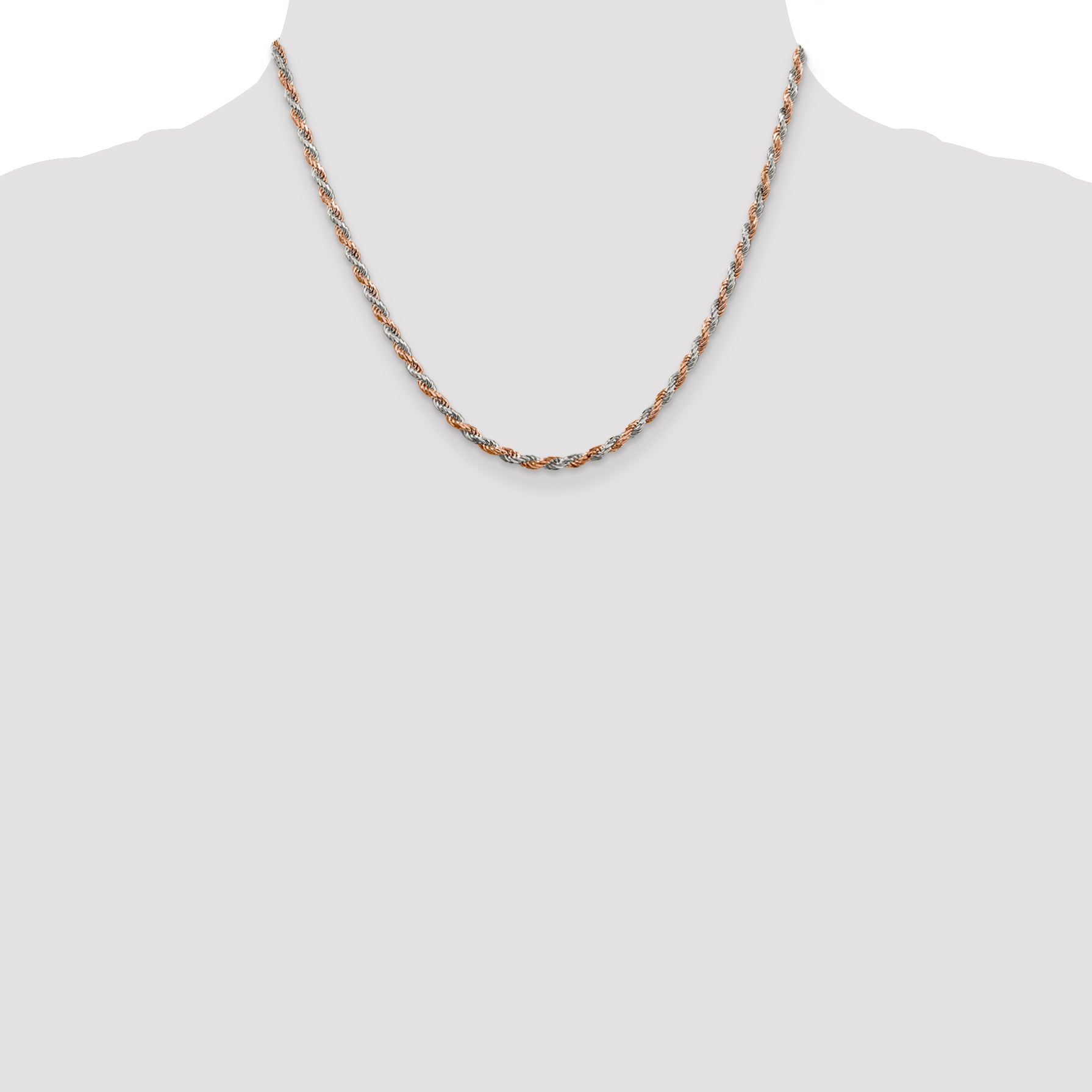 Sterling Silver And Rose Vermeil 2.5mm Diamond-cut Rope Chain